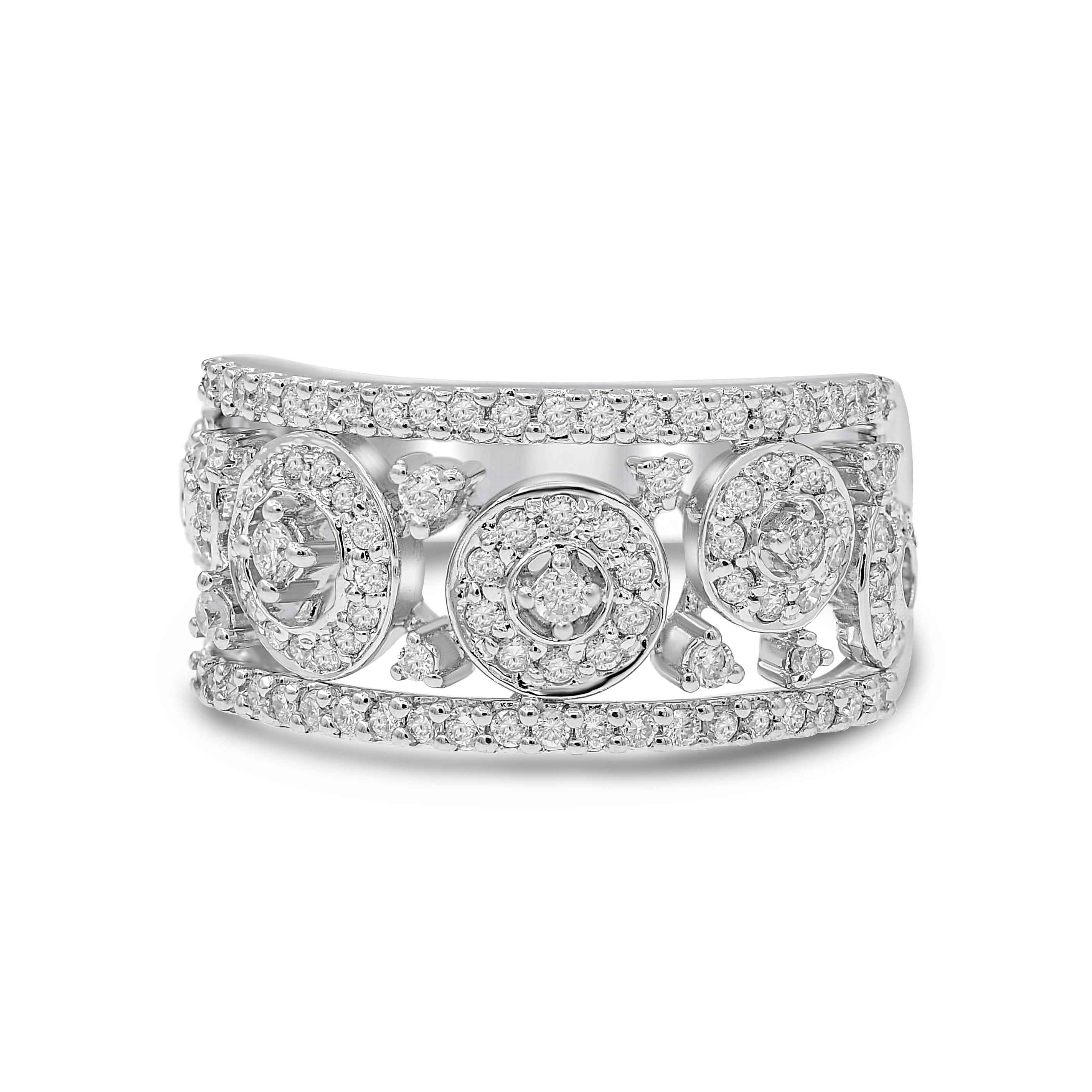 0.86 ct. Diamond 14K White Gold Openwork Wide Filigree Ring