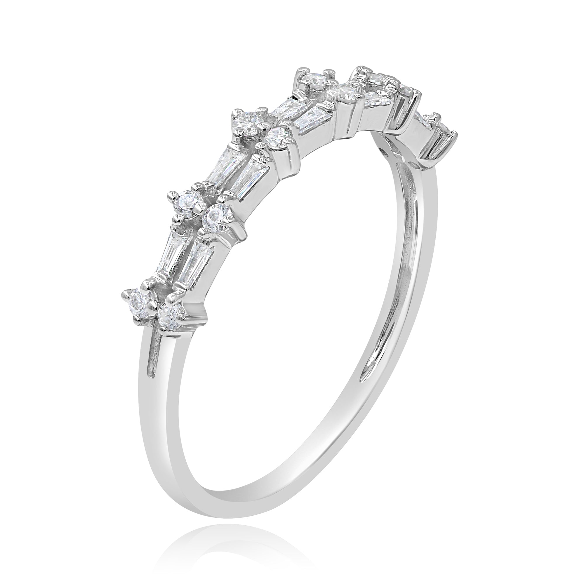 0.21 ct. Diamond 14K White Gold Pave Baguette Band