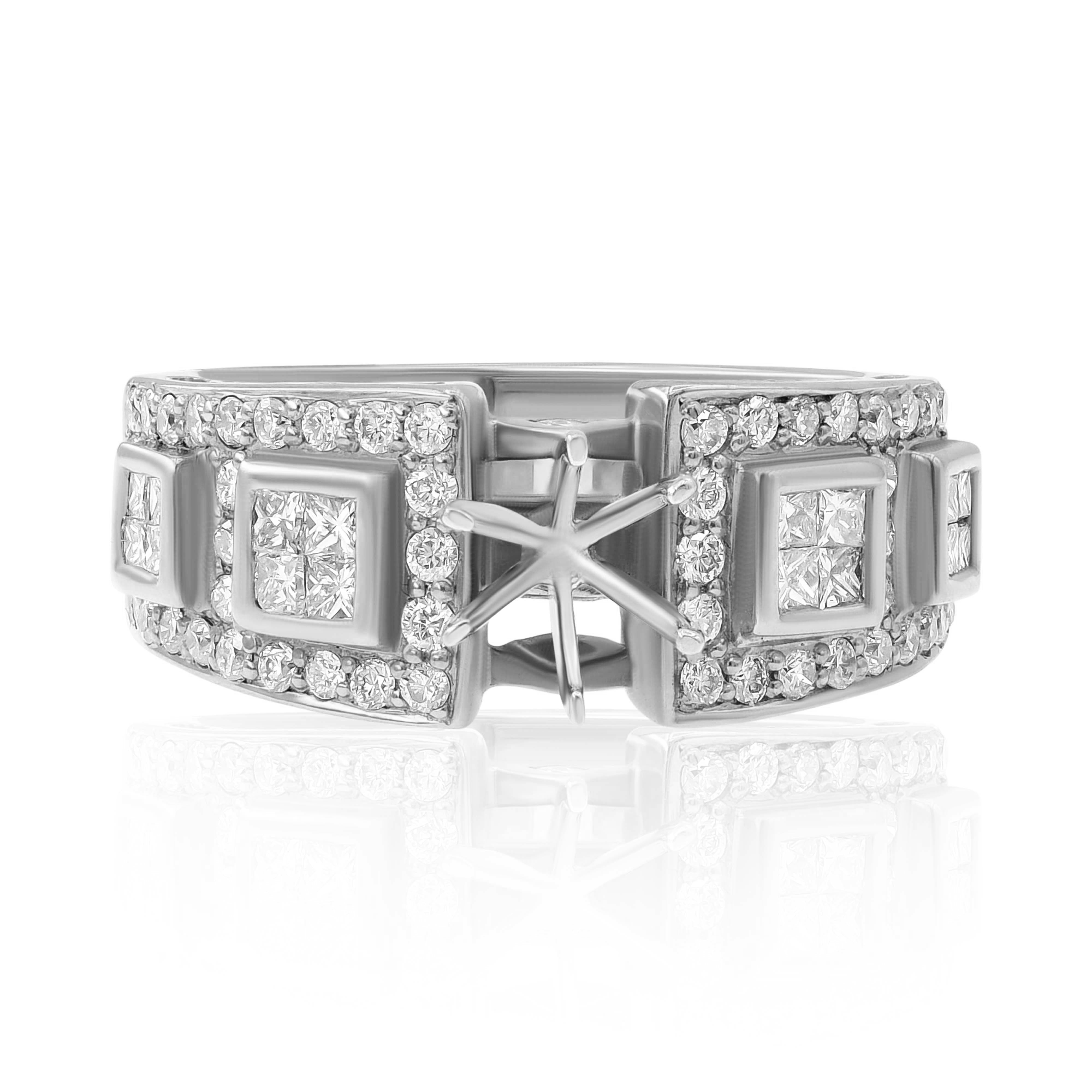 1.01 ct. Diamond 18K White Gold Men's Ring Mounting