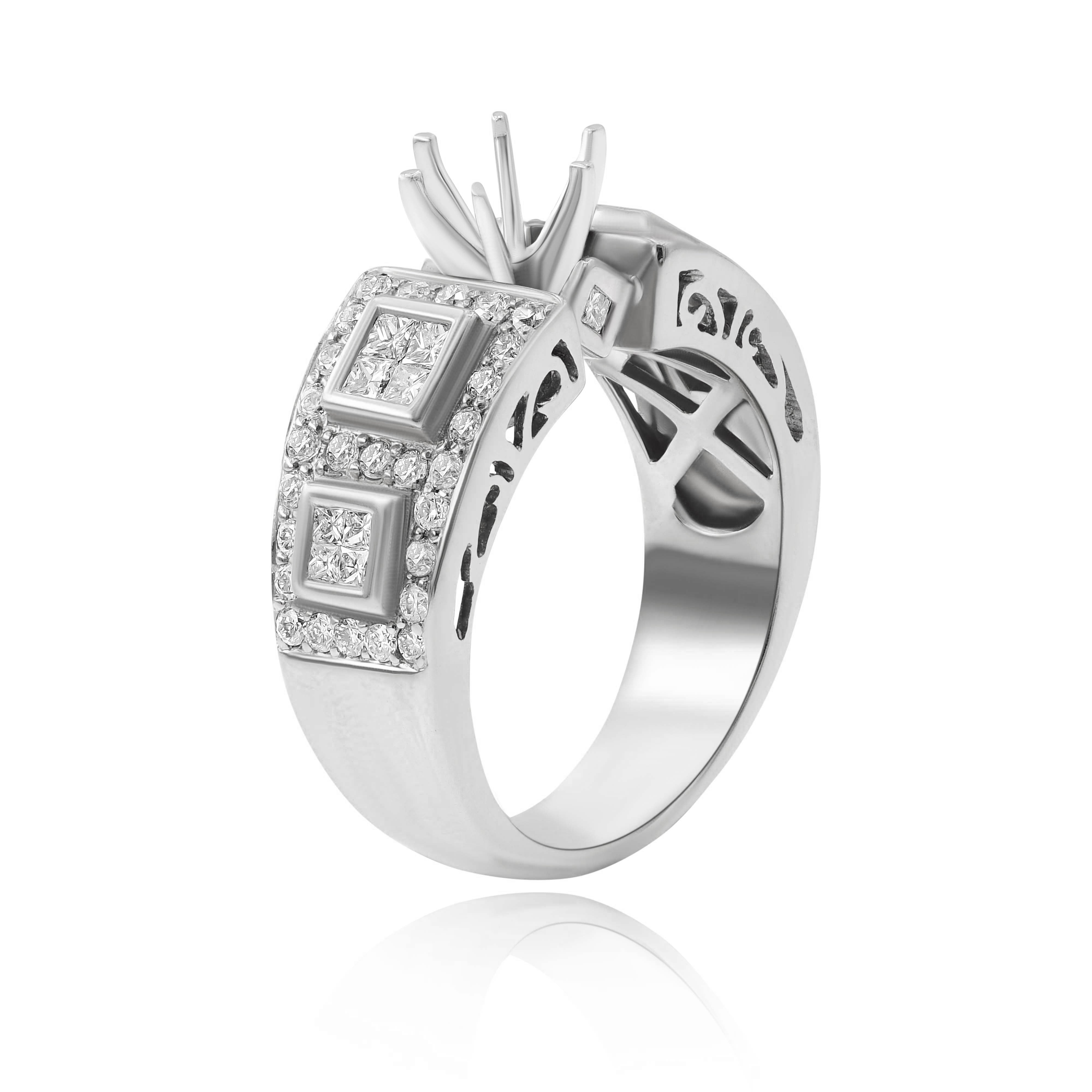 1.01 ct. Diamond 18K White Gold Men's Ring Mounting
