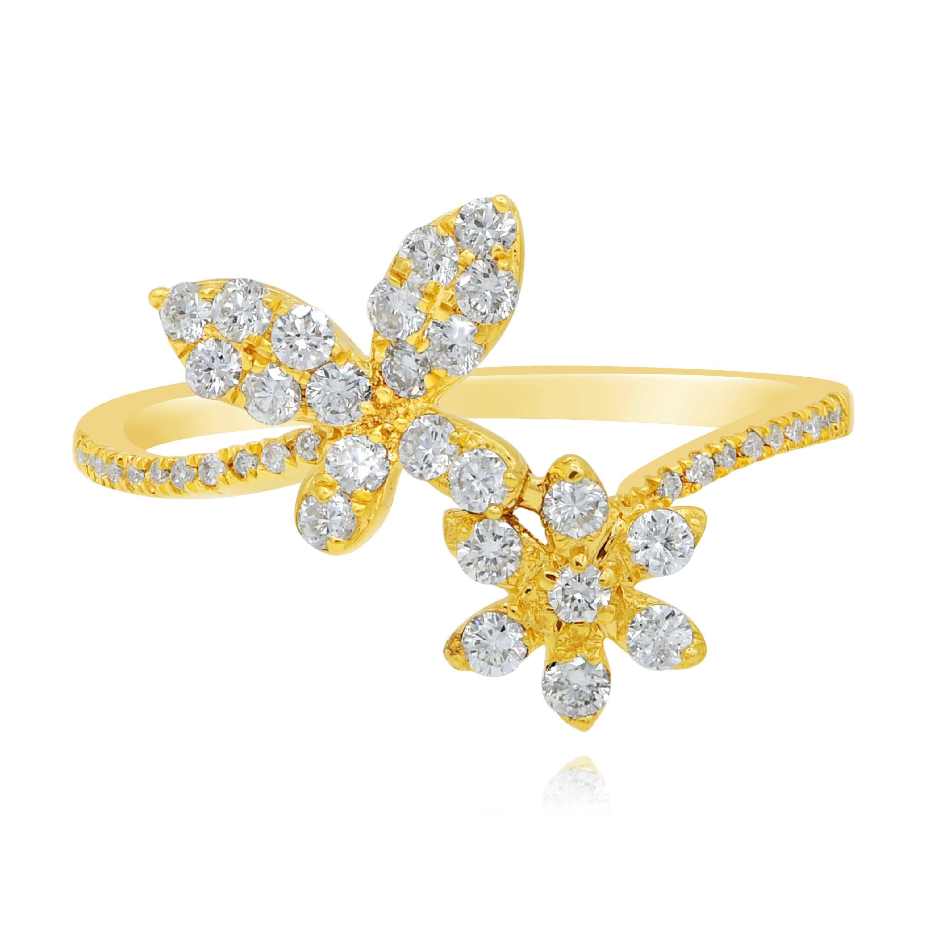 0.45 ct. Diamond 14K Yellow Gold Butterfly & Flower Ring