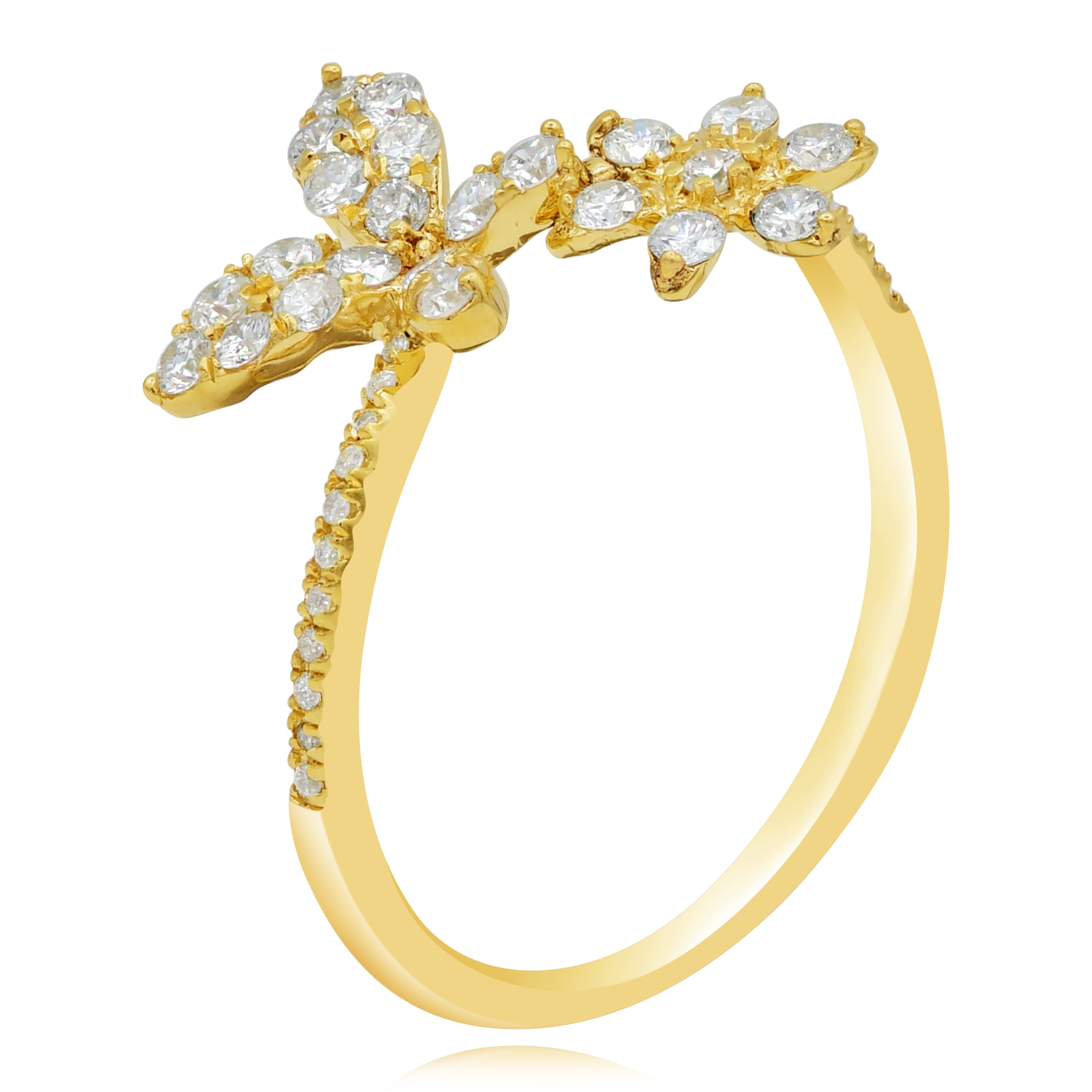 0.45 ct. Diamond 14K Yellow Gold Butterfly & Flower Ring
