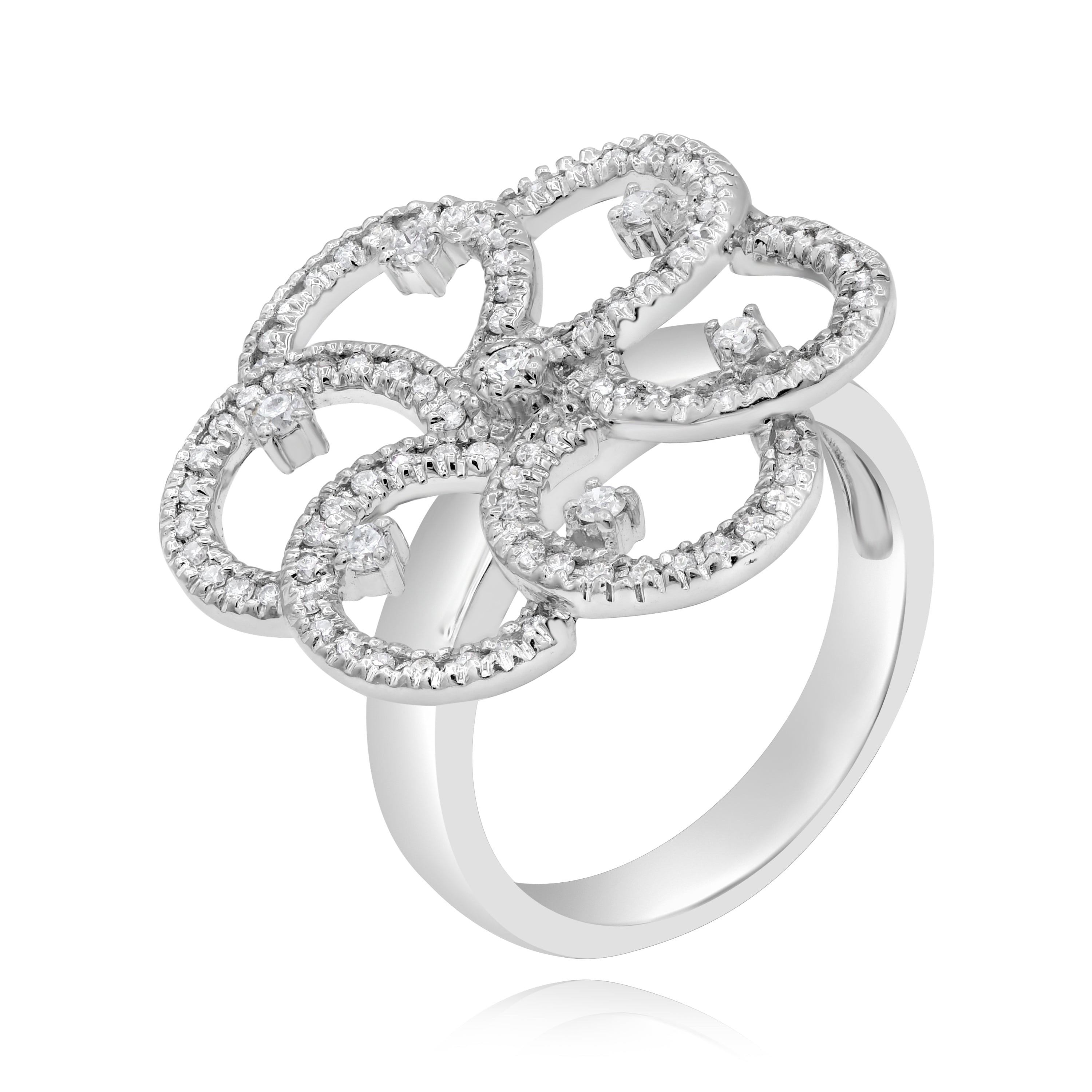 0.49 ct. Diamond 14K White Gold Open Flower Ring