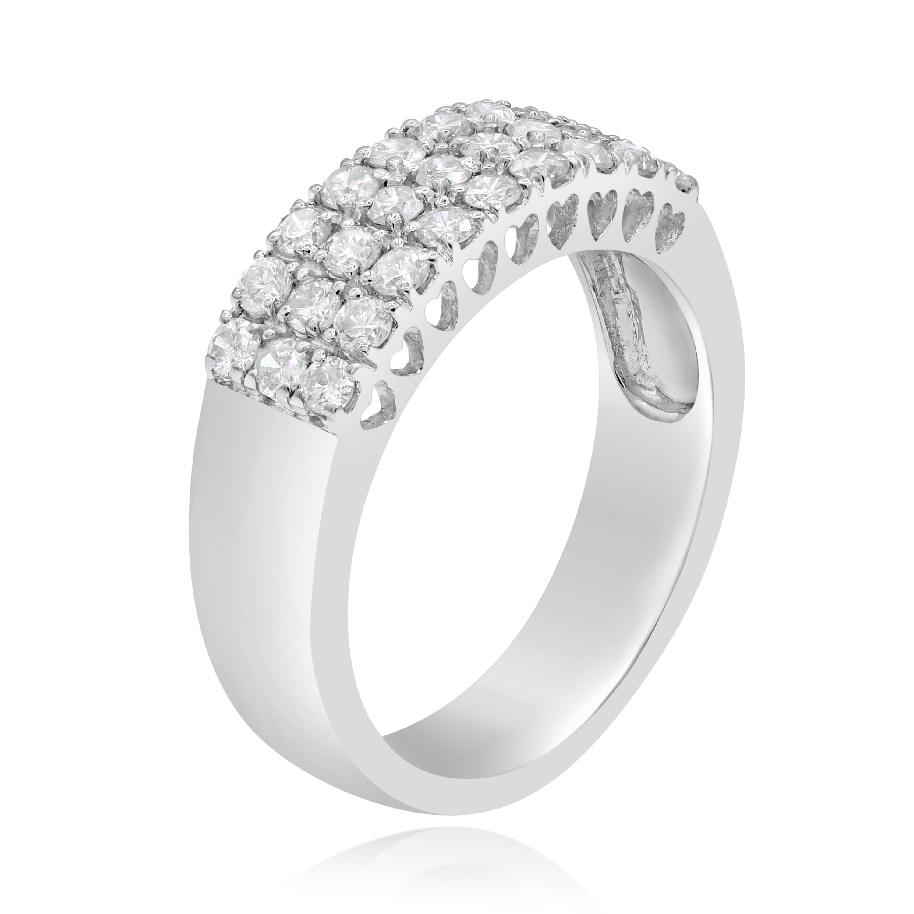 0.81 ct. Diamond 14K White Gold 3 Rows Half Eternity Band