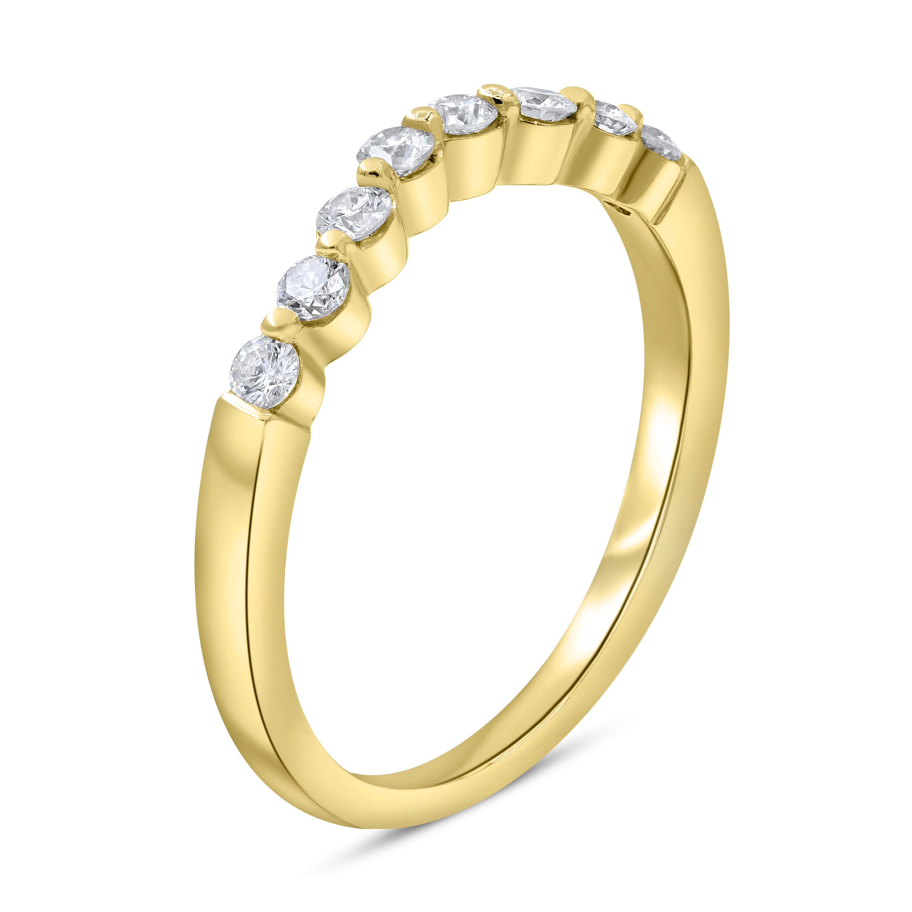 0.34 ct. Diamond 14K Yellow Gold Curved Half Eternity Band
