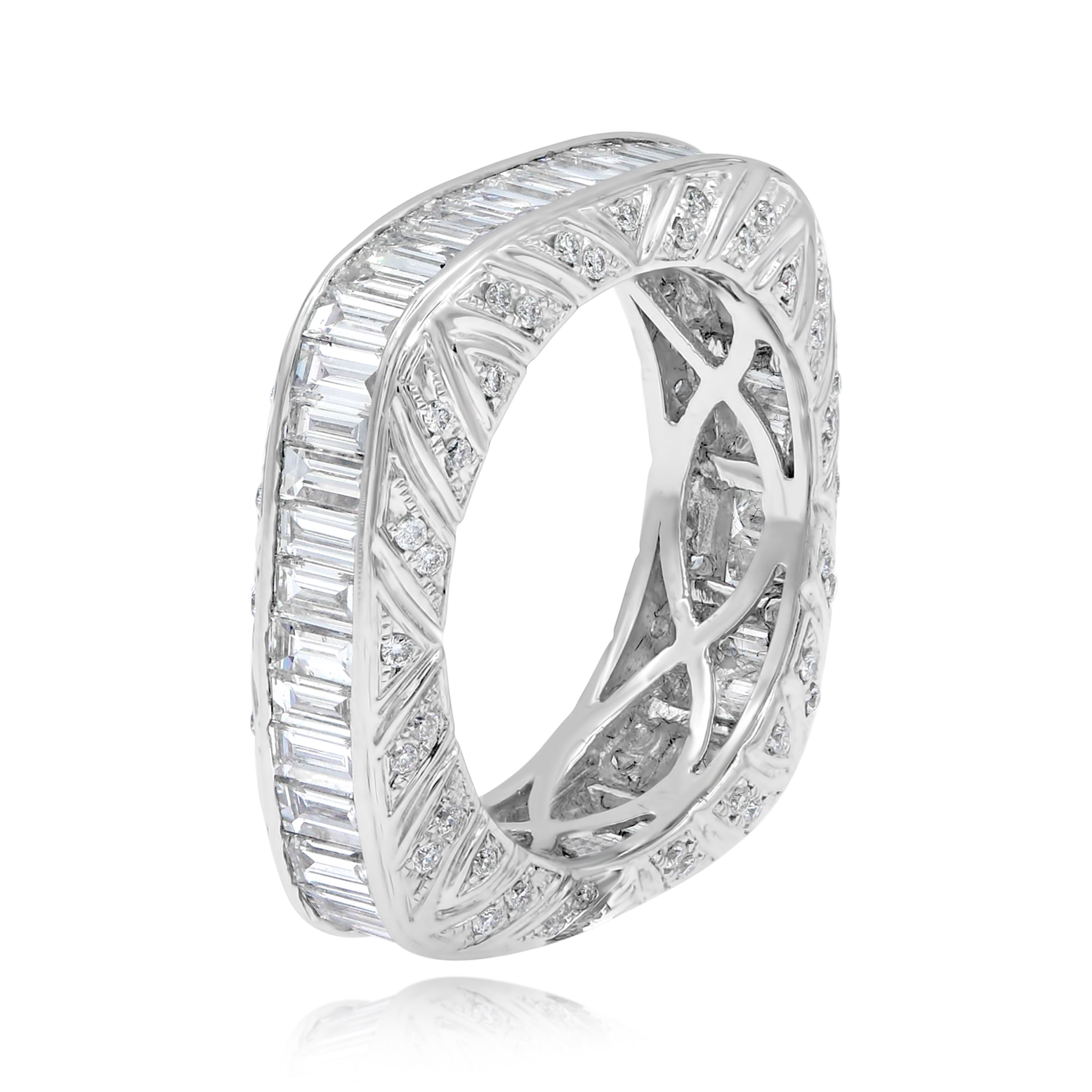 2.91 ct. Diamond 18K White Gold Beveled Square Eternity Band
