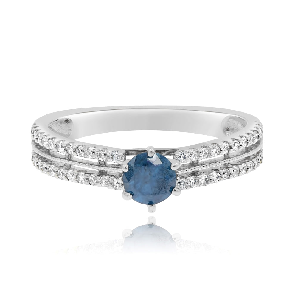 0.35 ct. Blue Diamond & 0.26 ct. Diamond 14K White Gold Ring