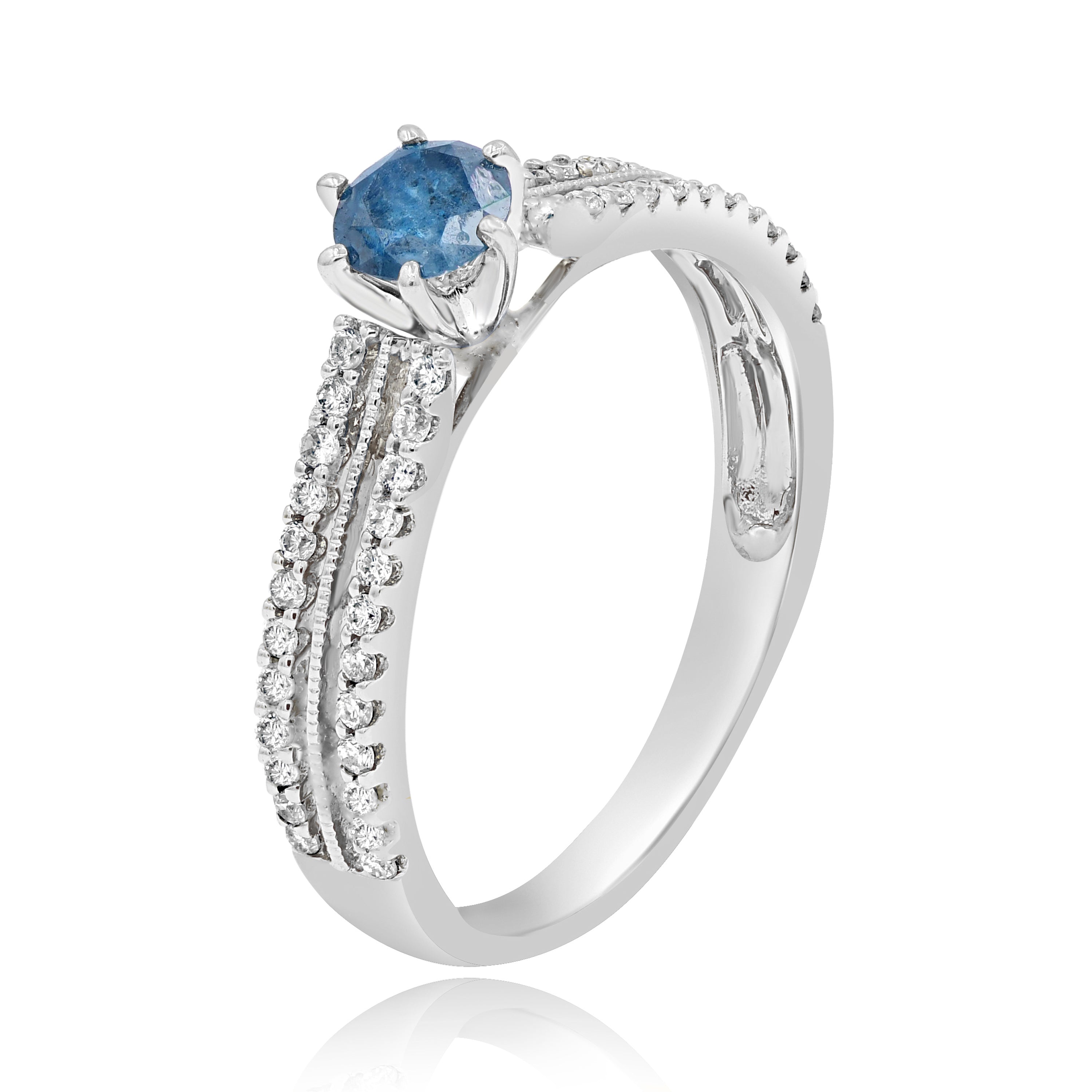 0.35 ct. Blue Diamond & 0.26 ct. Diamond 14K White Gold Ring