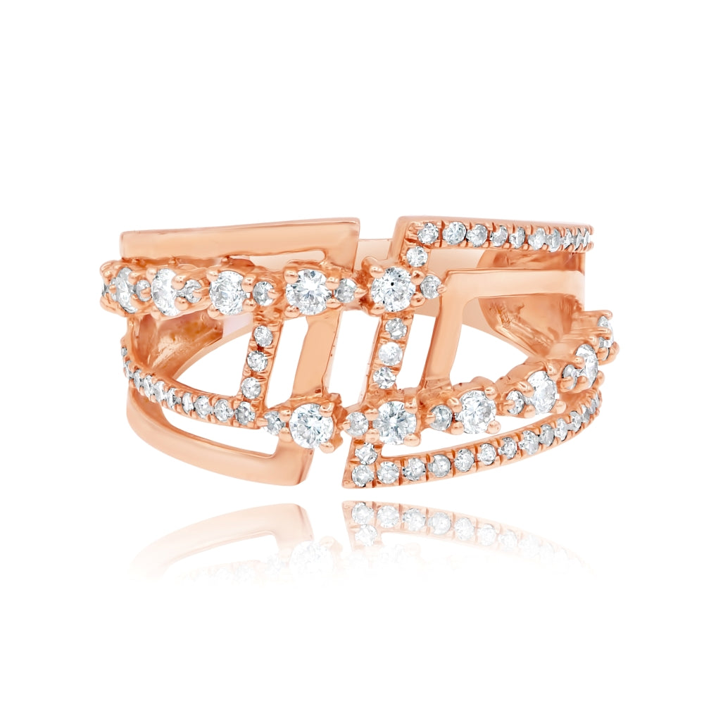 0.65 ct. Diamond 14K Rose Gold Waterfall Ring
