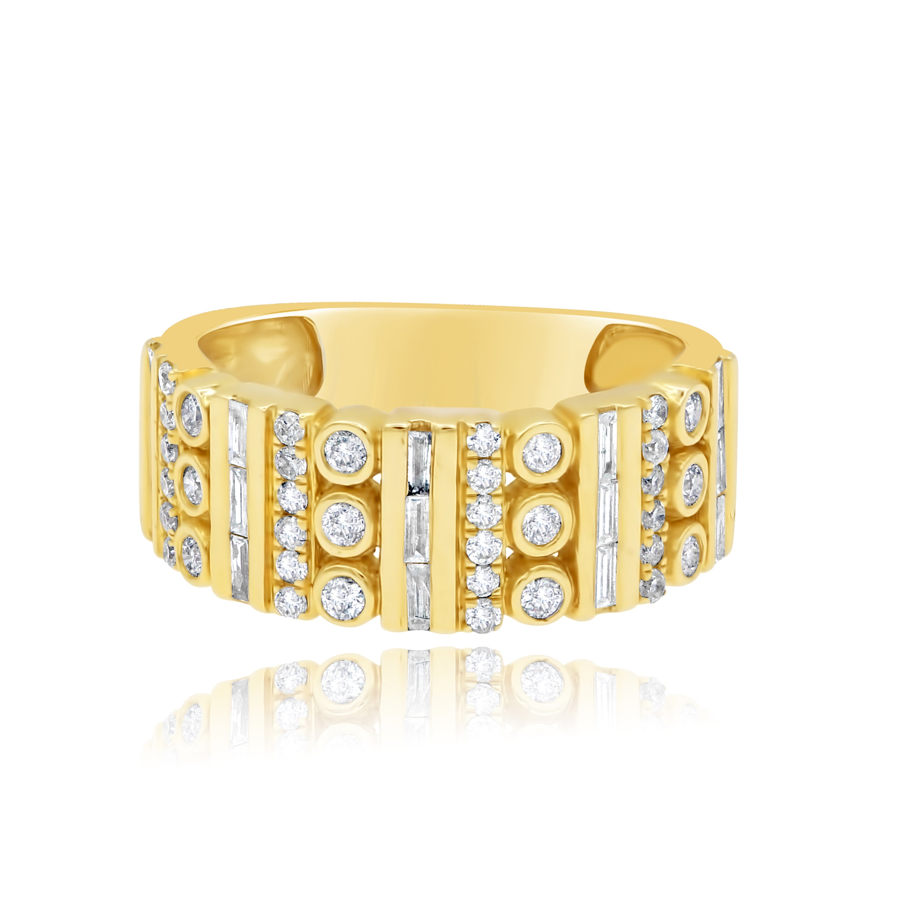 0.6 ct. Diamond 14K Yellow Gold Mixed Setting Cigar Band