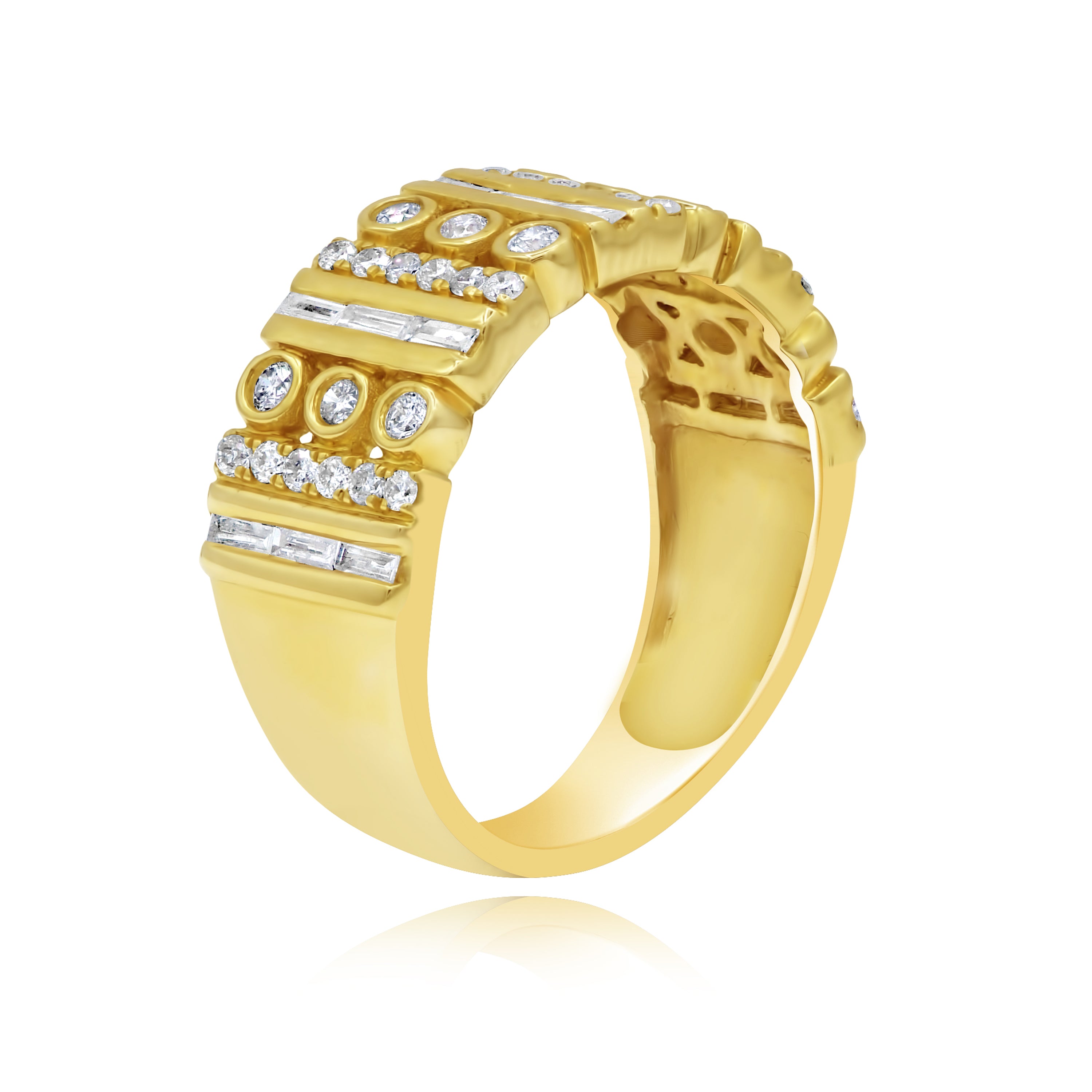 0.6 ct. Diamond 14K Yellow Gold Mixed Setting Cigar Band