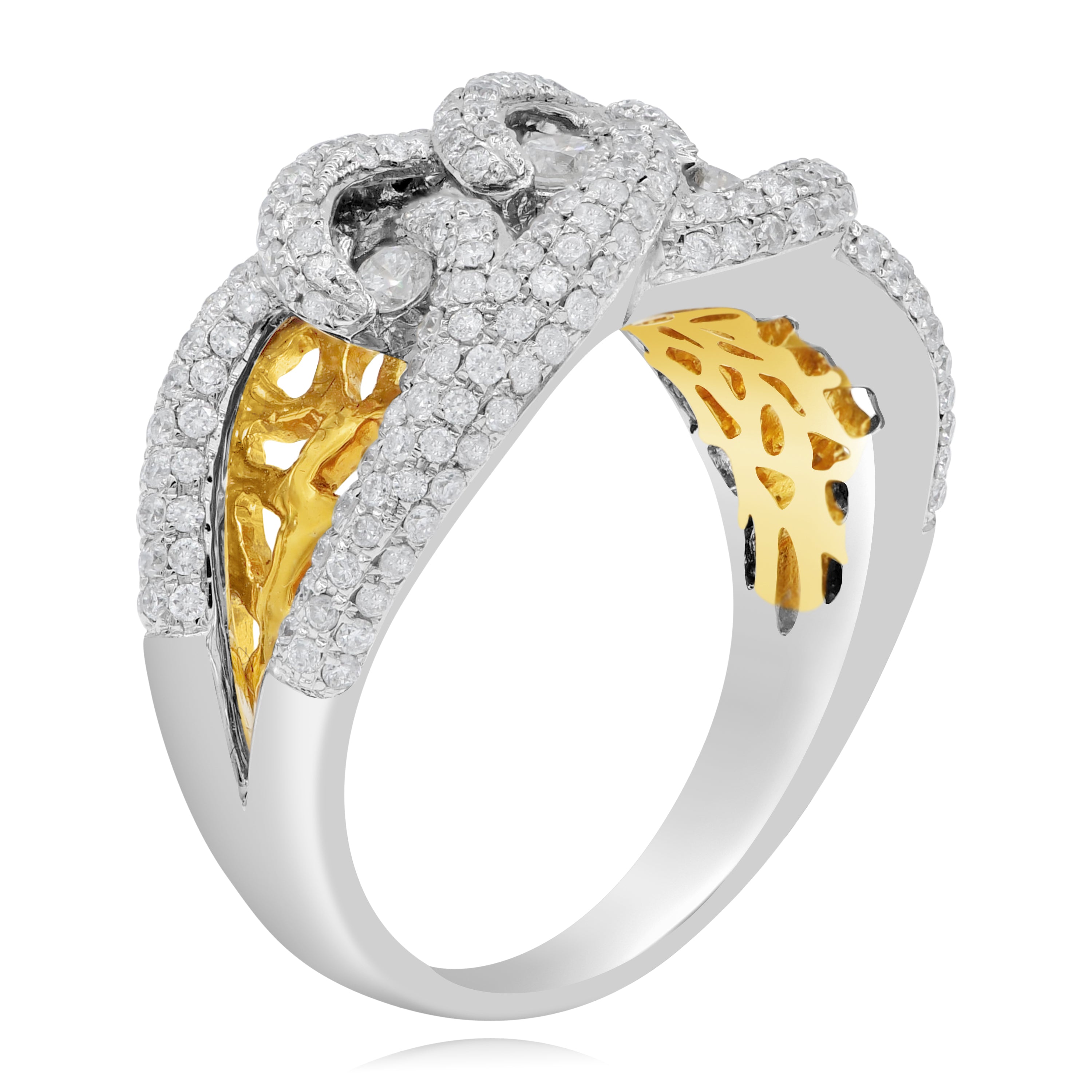 1.01 ct. Diamond 18K Two Tone Gold Link & Mesh Ring