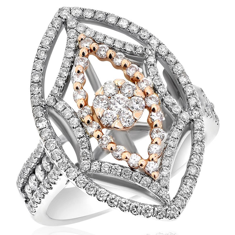 1.25 ct. Diamond 14K Two Tone Gold Openwork Statement Ring