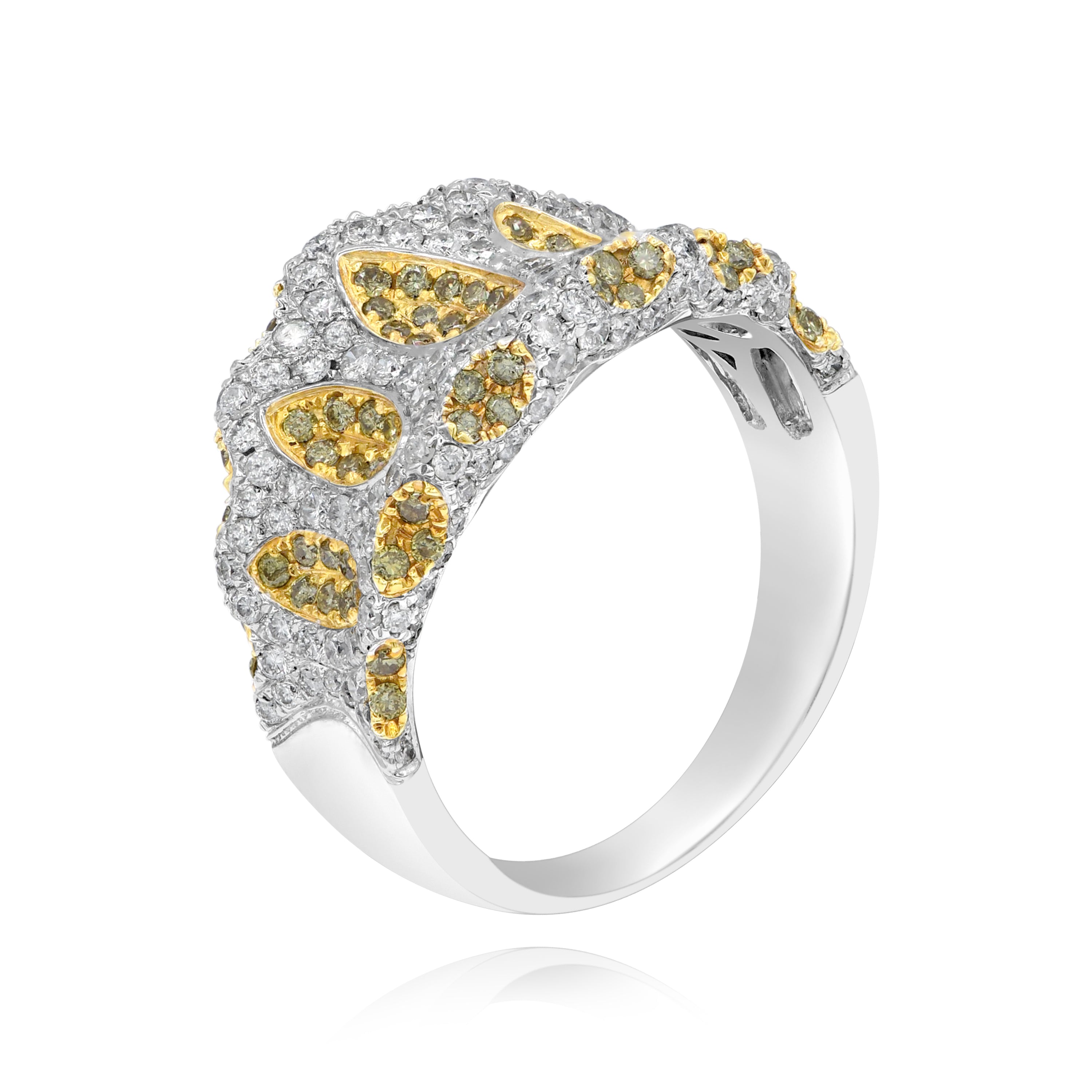 1.48 ct. Yellow & White Diamond 14K Two Tone Gold Cluster Ring