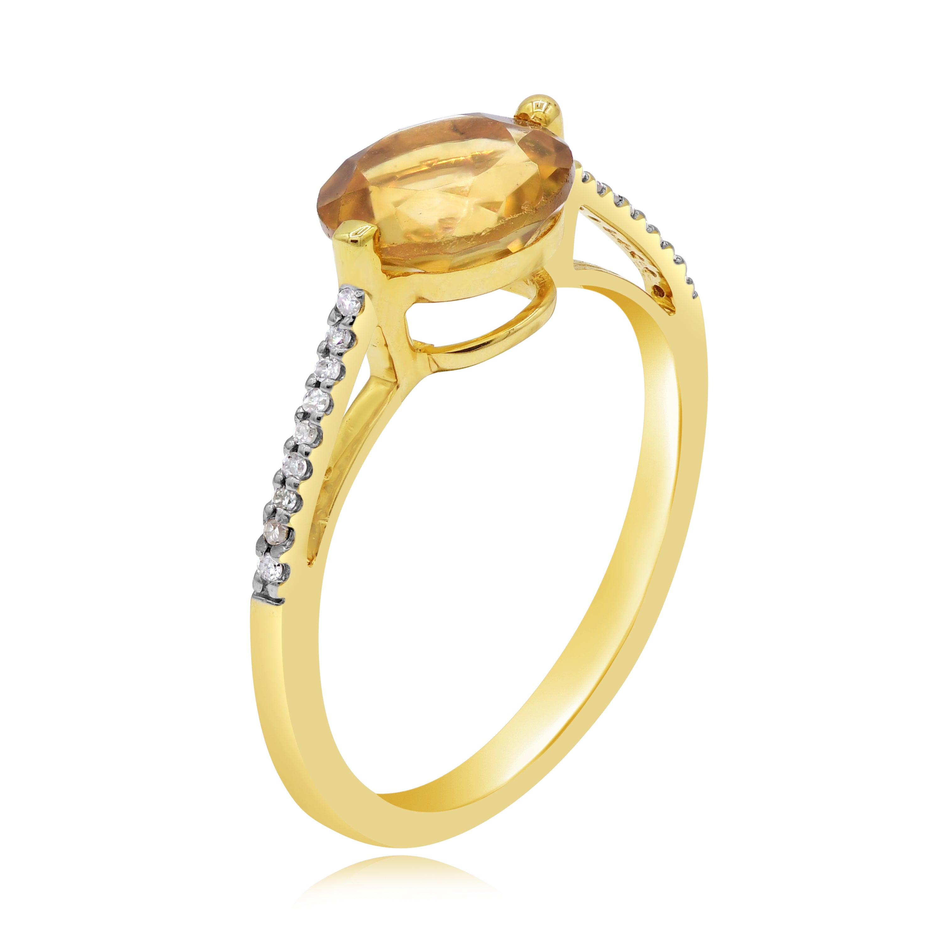 1.77 ct. Citrine & 0.05 ct. Diamond 14K Yellow Gold Ring