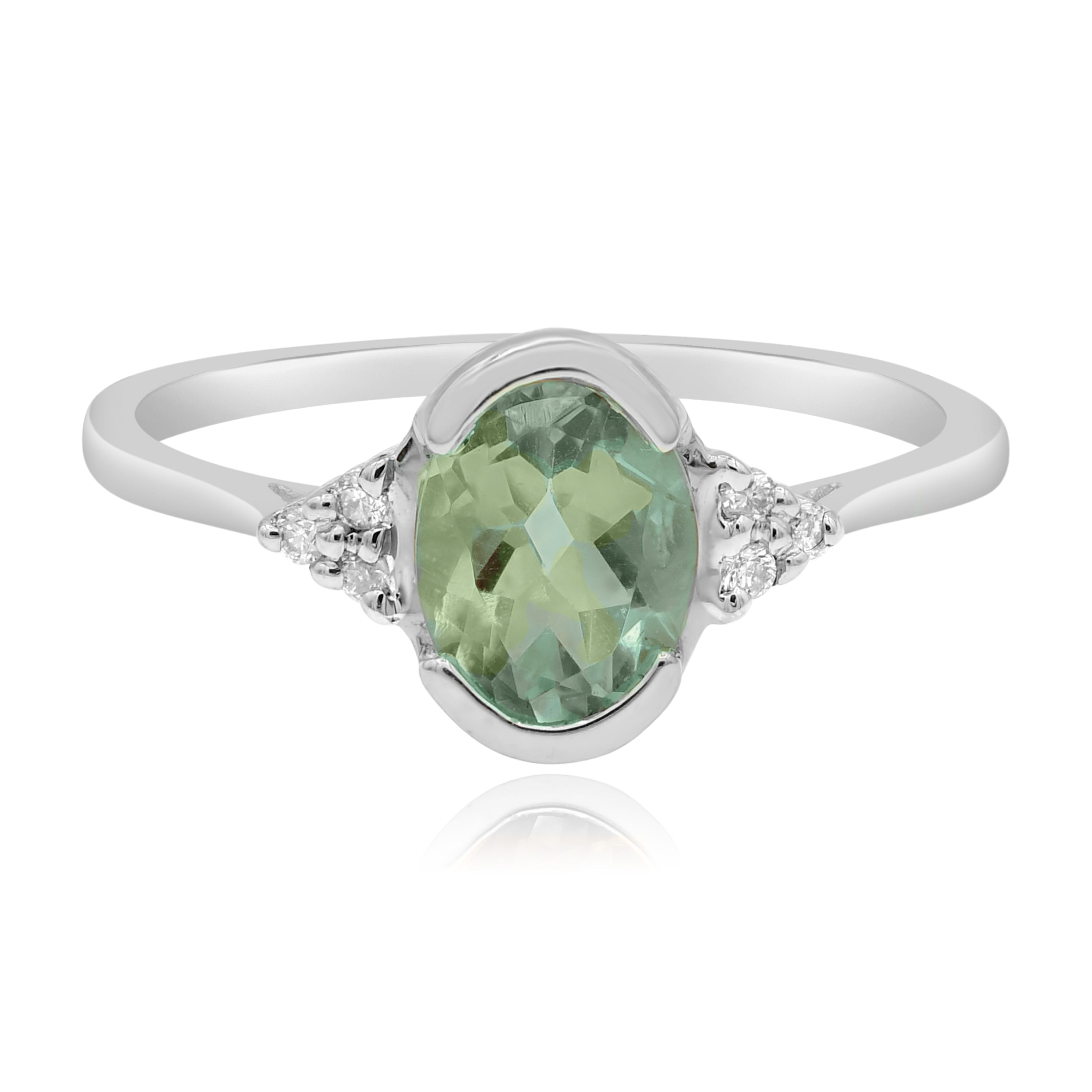 1.29 ct. Amethyst & 0.06 ct. Diamond 14K White Gold Ring