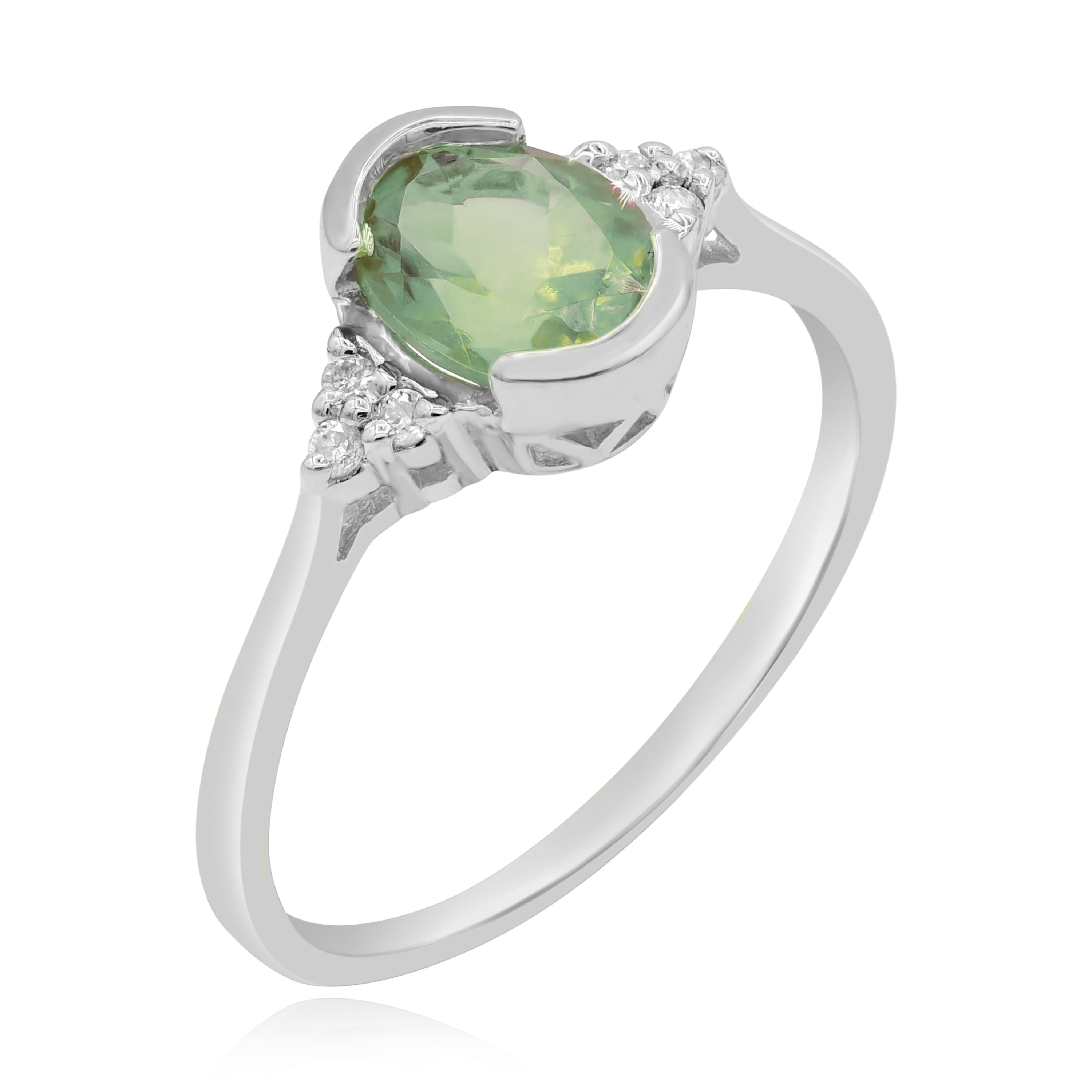 1.29 ct. Amethyst & 0.06 ct. Diamond 14K White Gold Ring