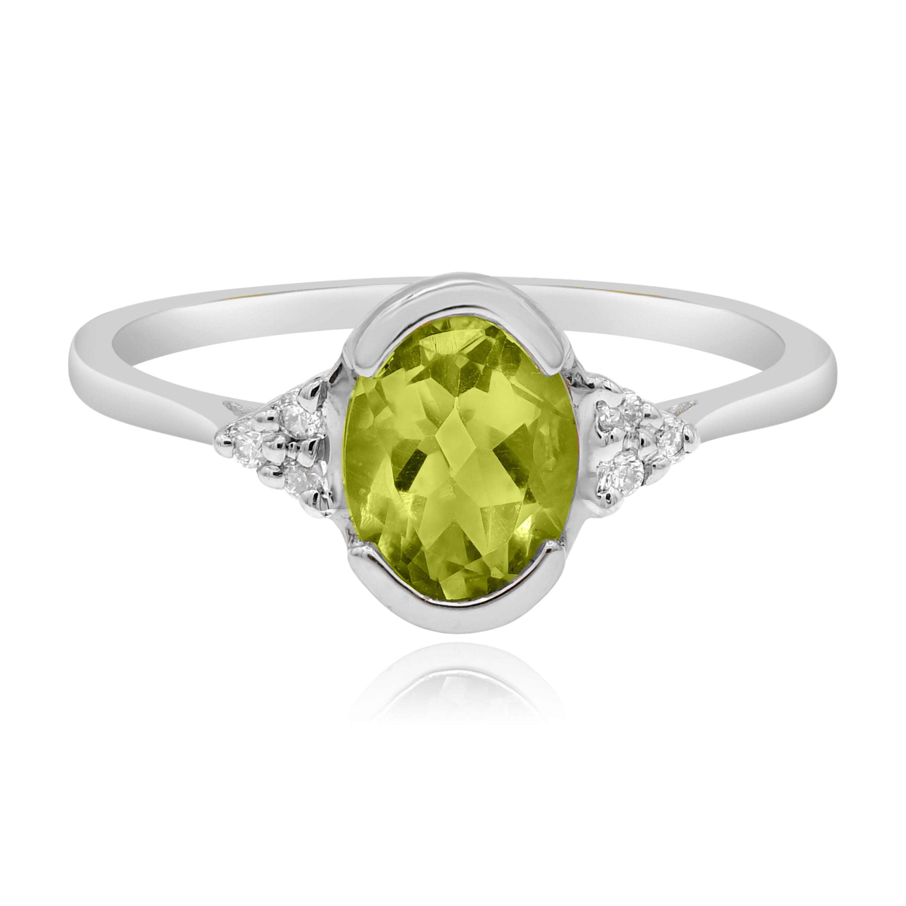 1.2 ct. Quartz & 0.06 ct. Diamond 14K White Gold Ring