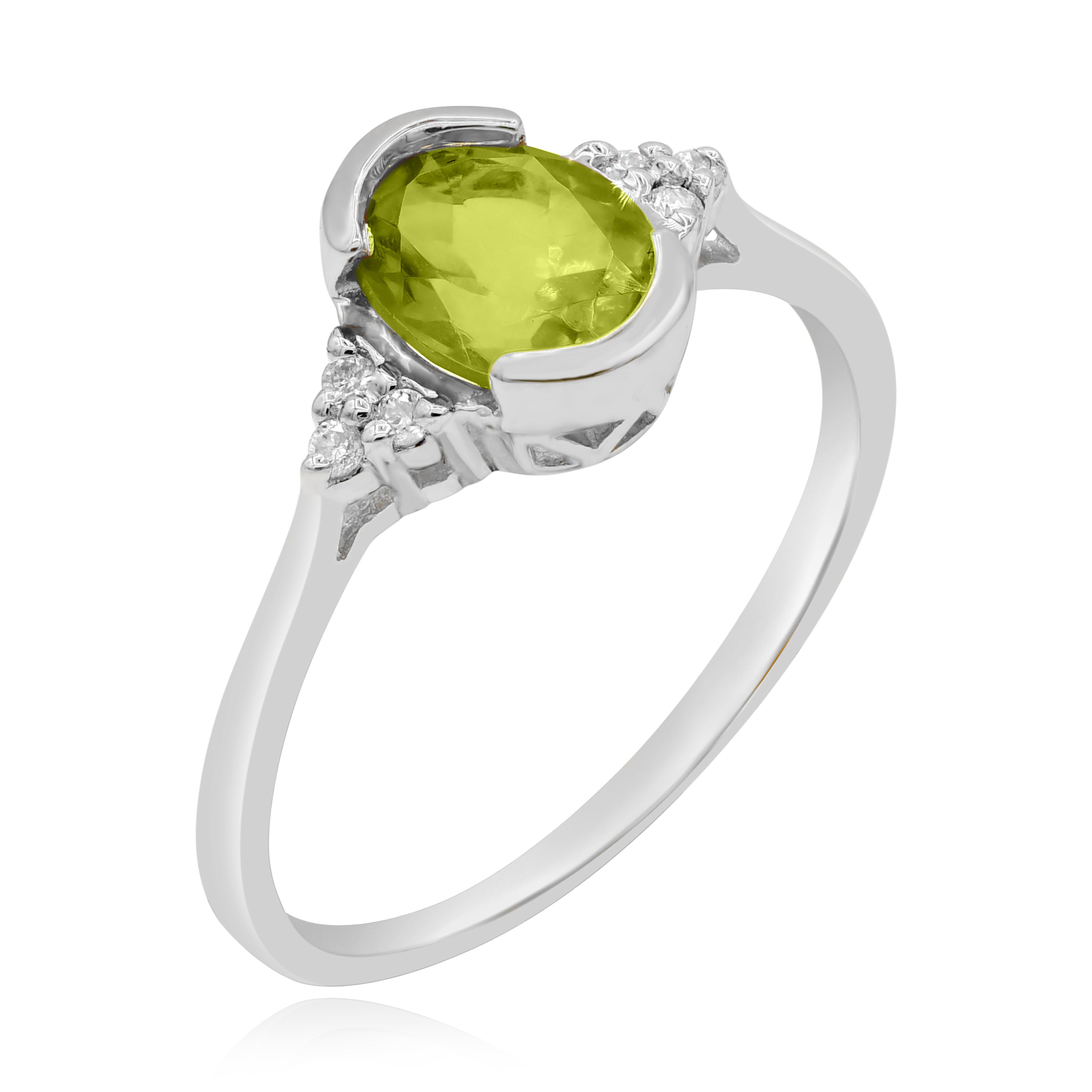 1.2 ct. Quartz & 0.06 ct. Diamond 14K White Gold Ring