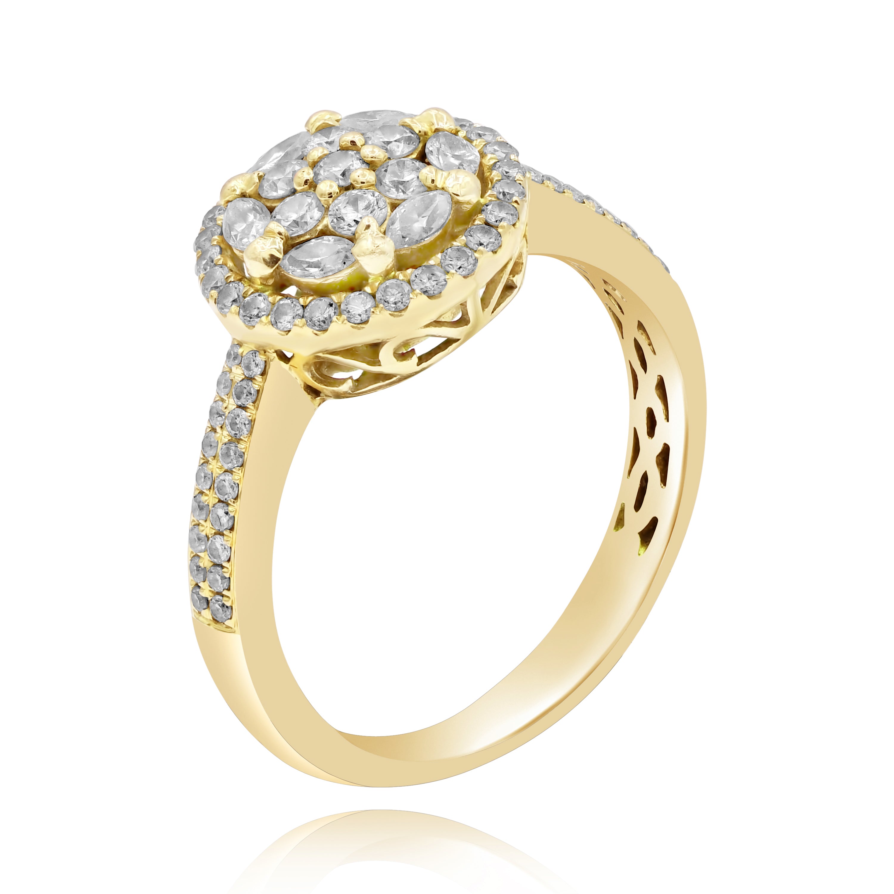 0.81 ct. Diamond 14K Yellow Gold Moonlight Cluster Ring
