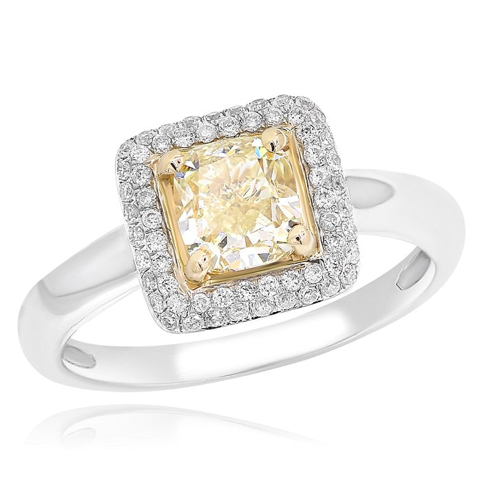 1.28 ct. Yellow Diamond & 0.26 ct. Diamond 18K White Gold Ring