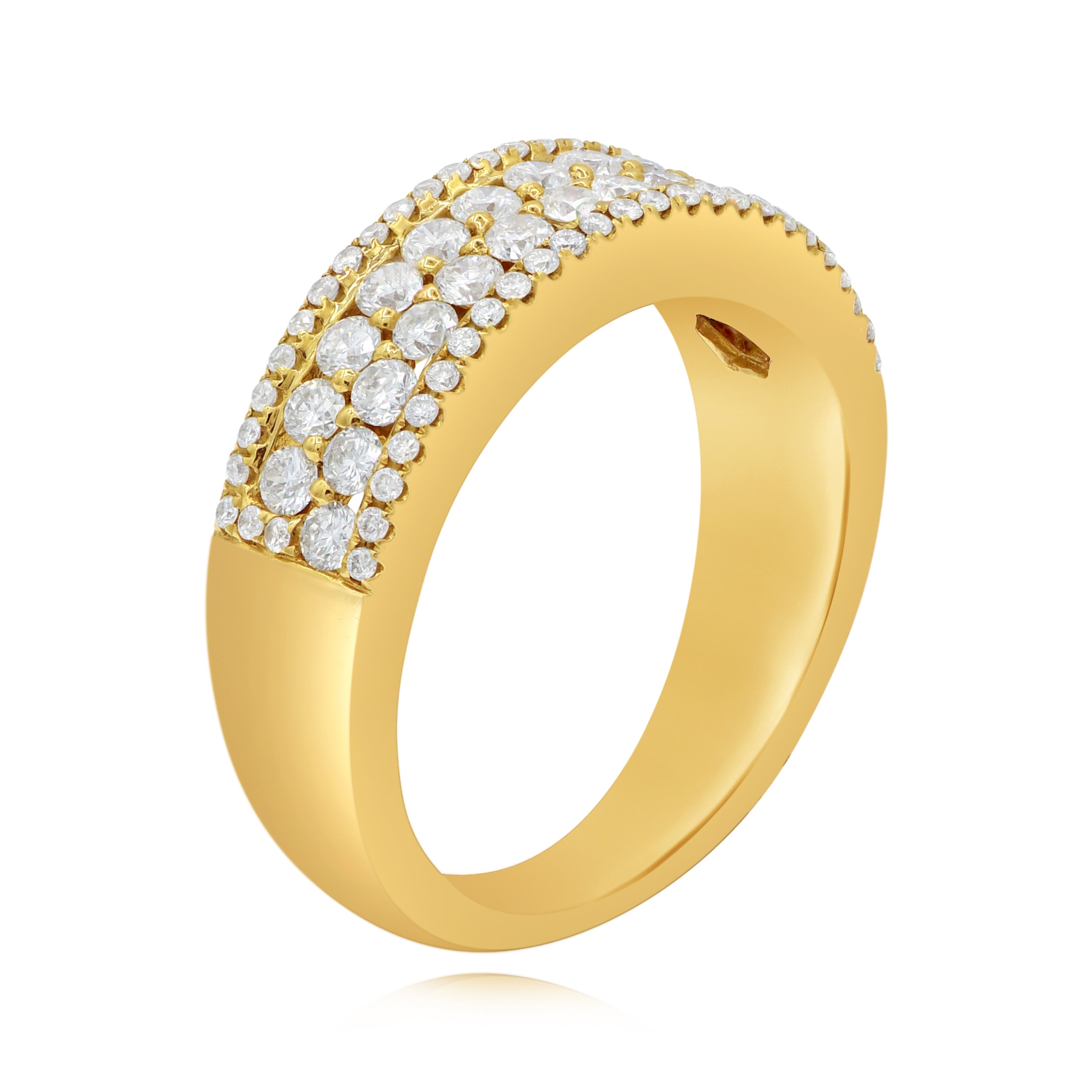 1.05 ct. Diamond 14K Yellow Gold 4-Rows Pave Band