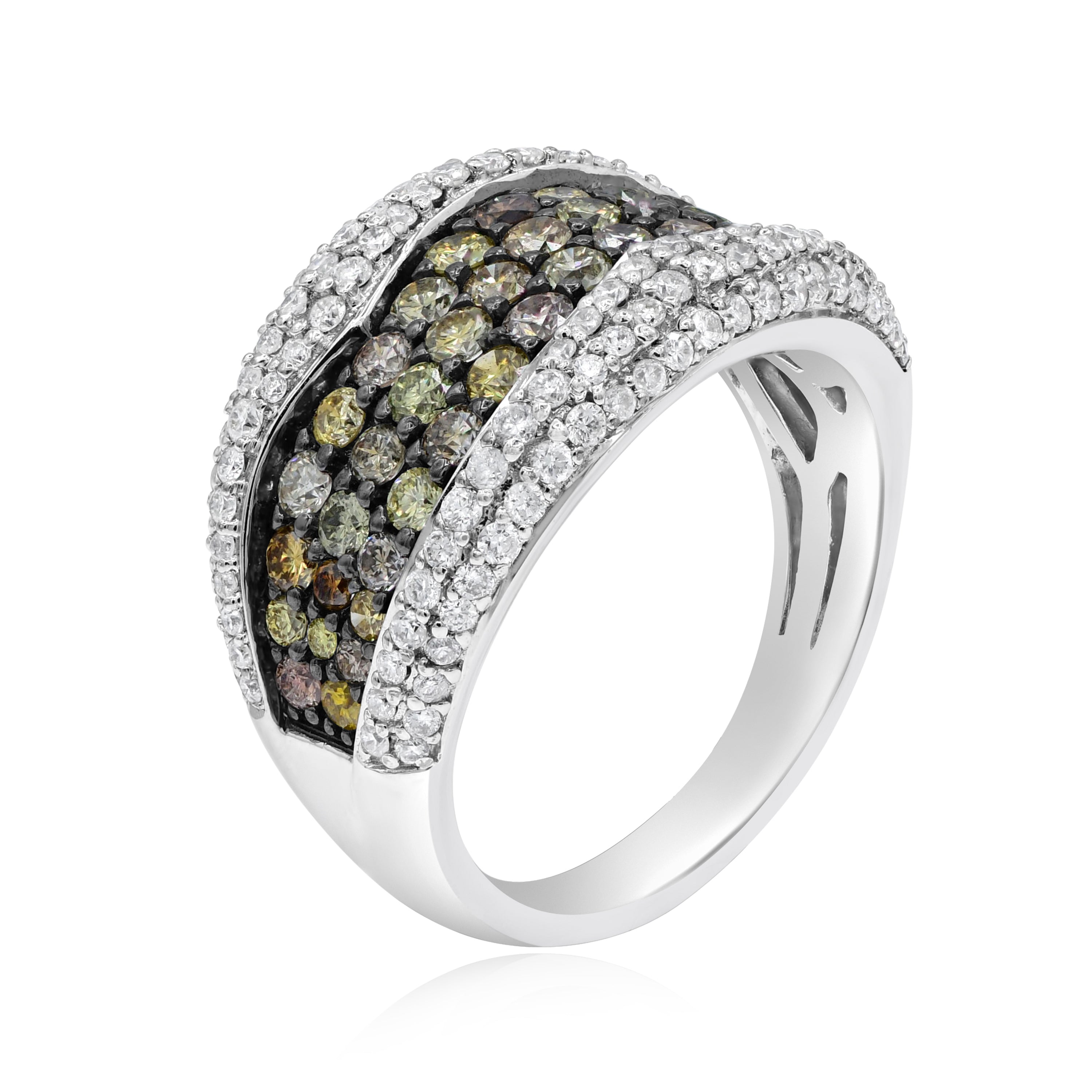 1.3 ct. Brown Diamond & 0.75 ct. Diamond 18K White Gold Cluster Ring