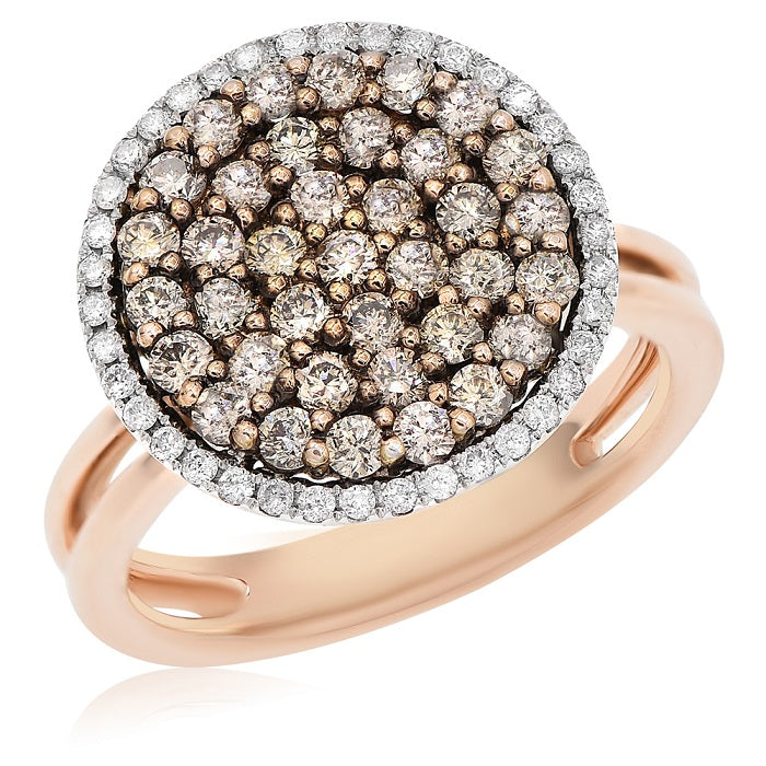 1.09 ct. Brown Diamond & 0.22 ct. Diamond 14K Rose Gold Pave Circle Ring