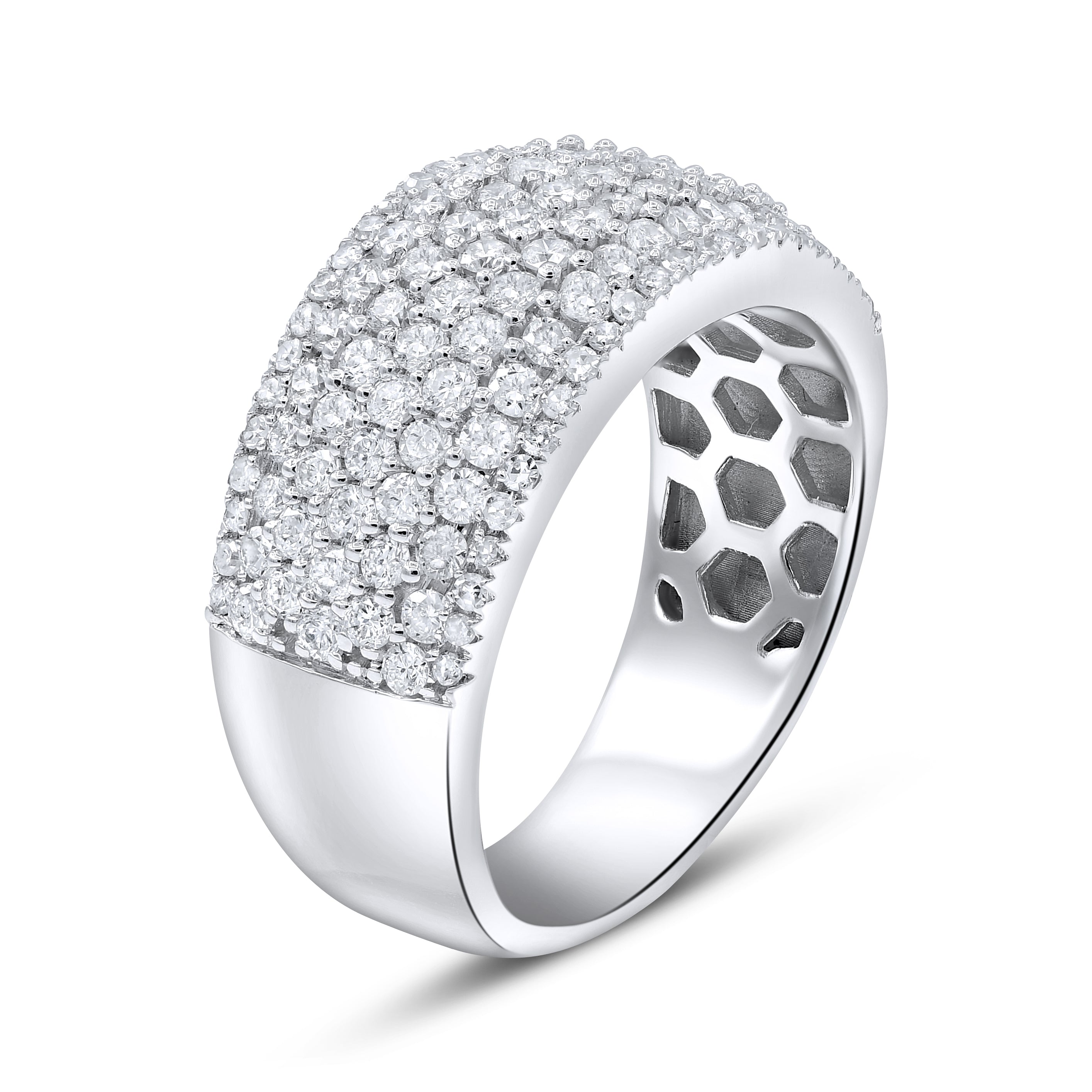 1.34 ct. Diamond 14K White Gold Multi-Row Pavé Band