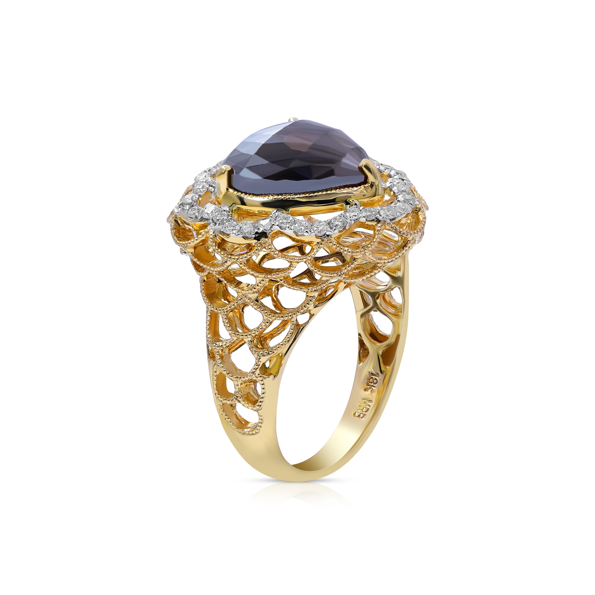 4.29 ct. Ice Diamond 1& 0.42 ct. Diamond 18K Yellow Gold Filigree Ring