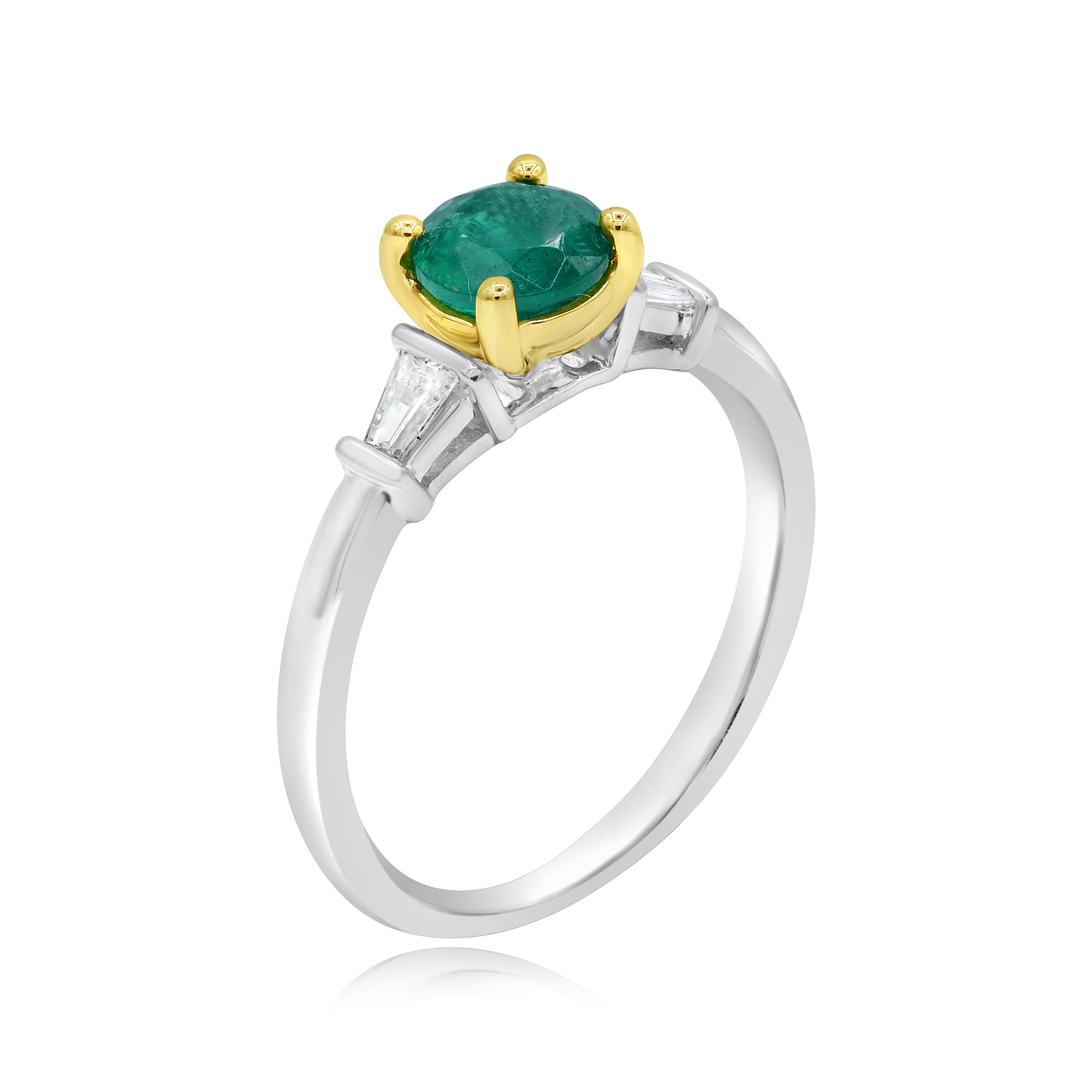0.83 ct. Emerald & 0.18 ct. Diamond 14K White Gold Ring