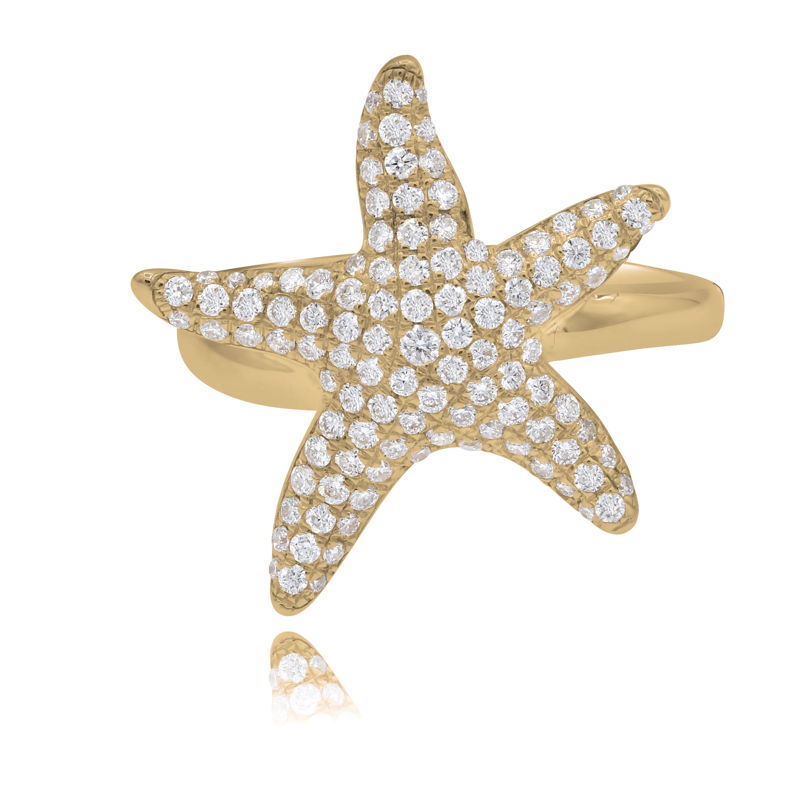 0.72 ct. Diamond 14K Yellow Gold Startfish Ring