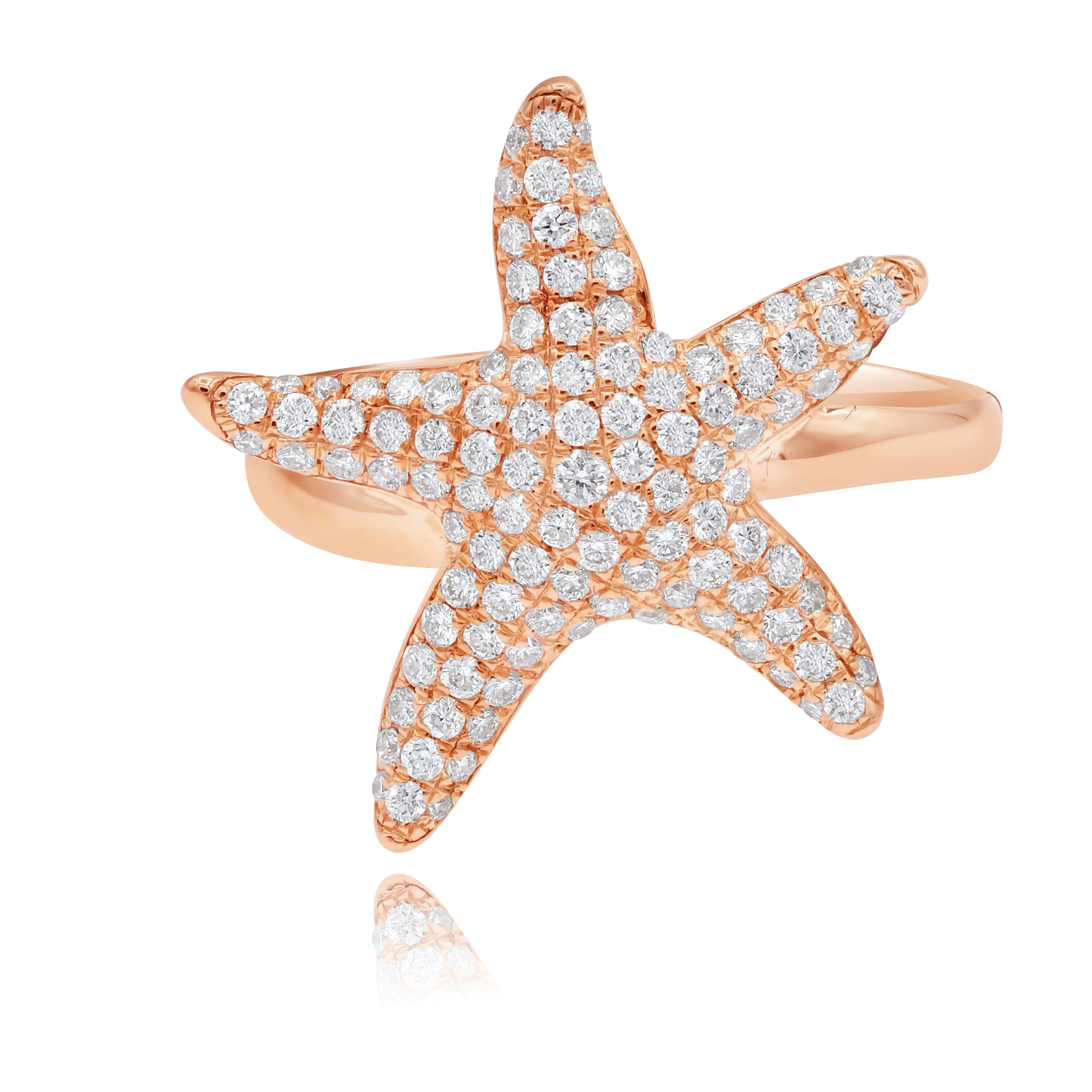 0.72 ct. Diamond 14K Rose Gold Starfish Rings
