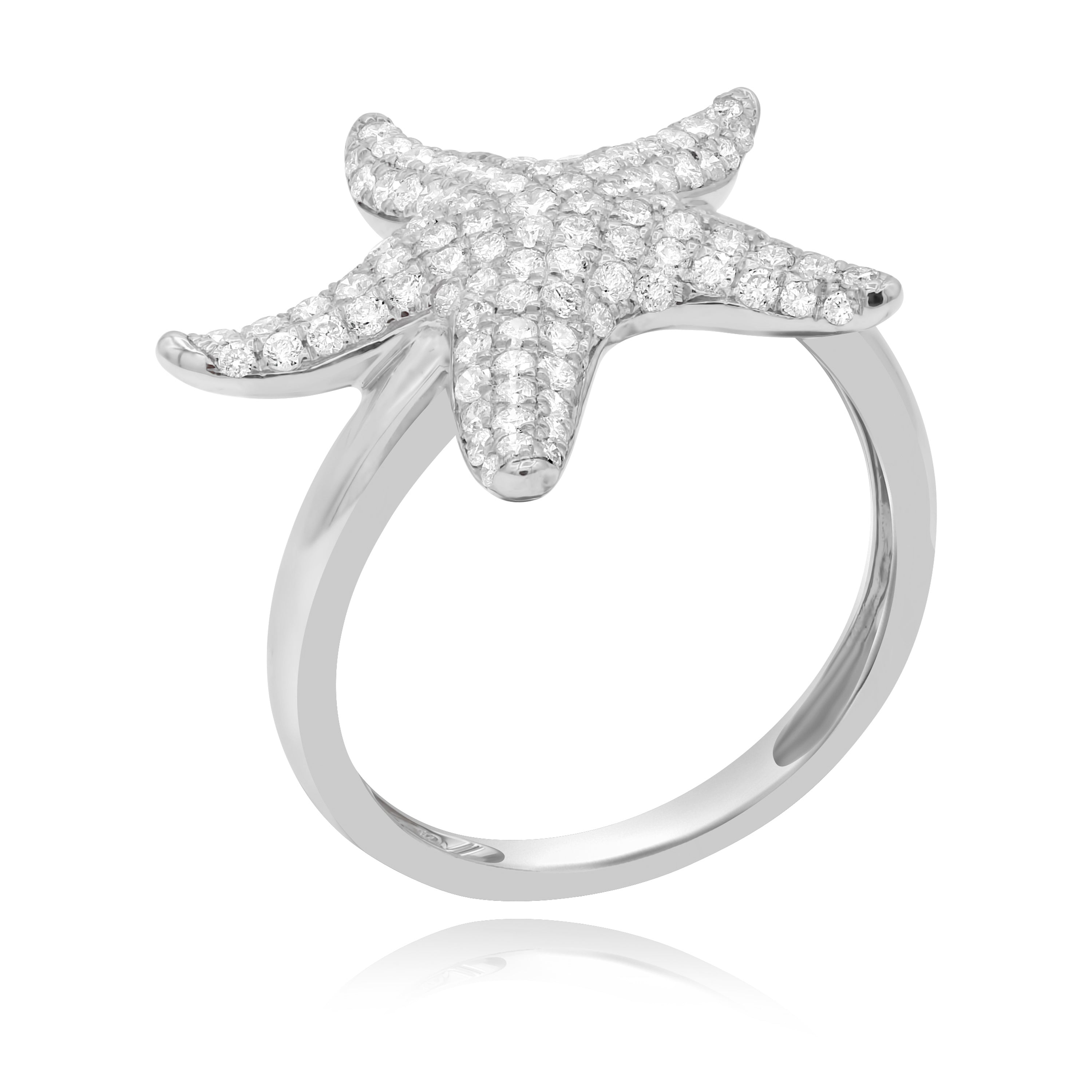 0.76 ct. Diamond 14K White Gold Starfish Ring