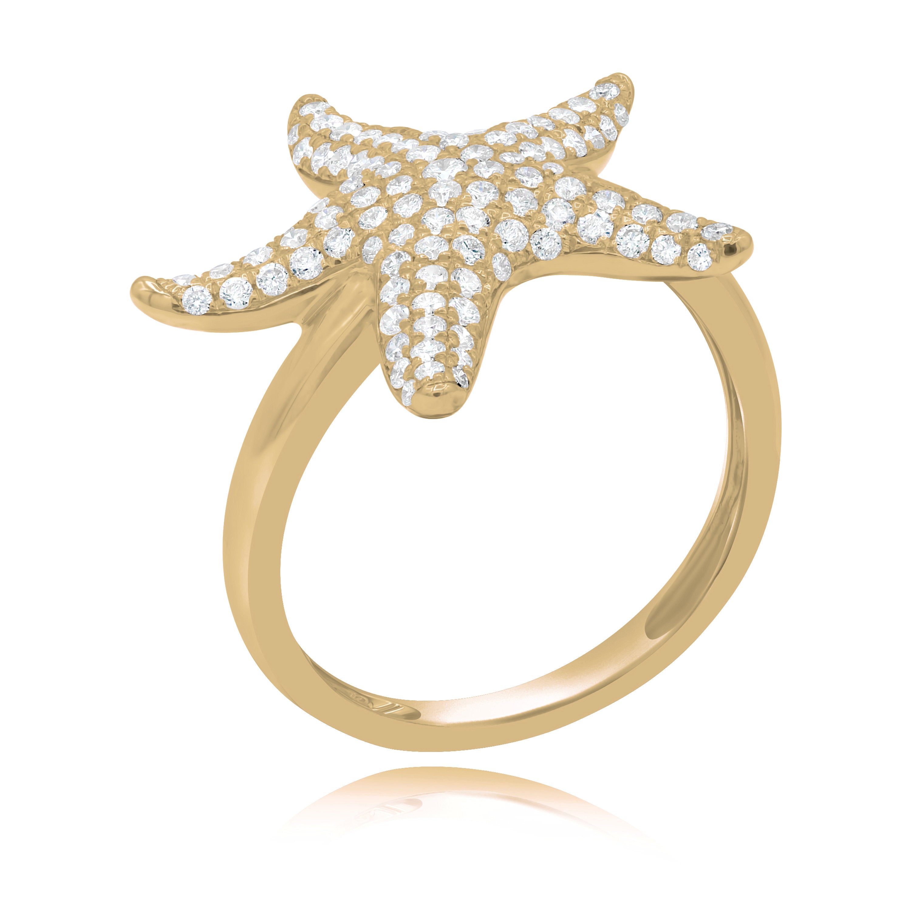 0.72 ct. Diamond 14K Yellow Gold Startfish Ring