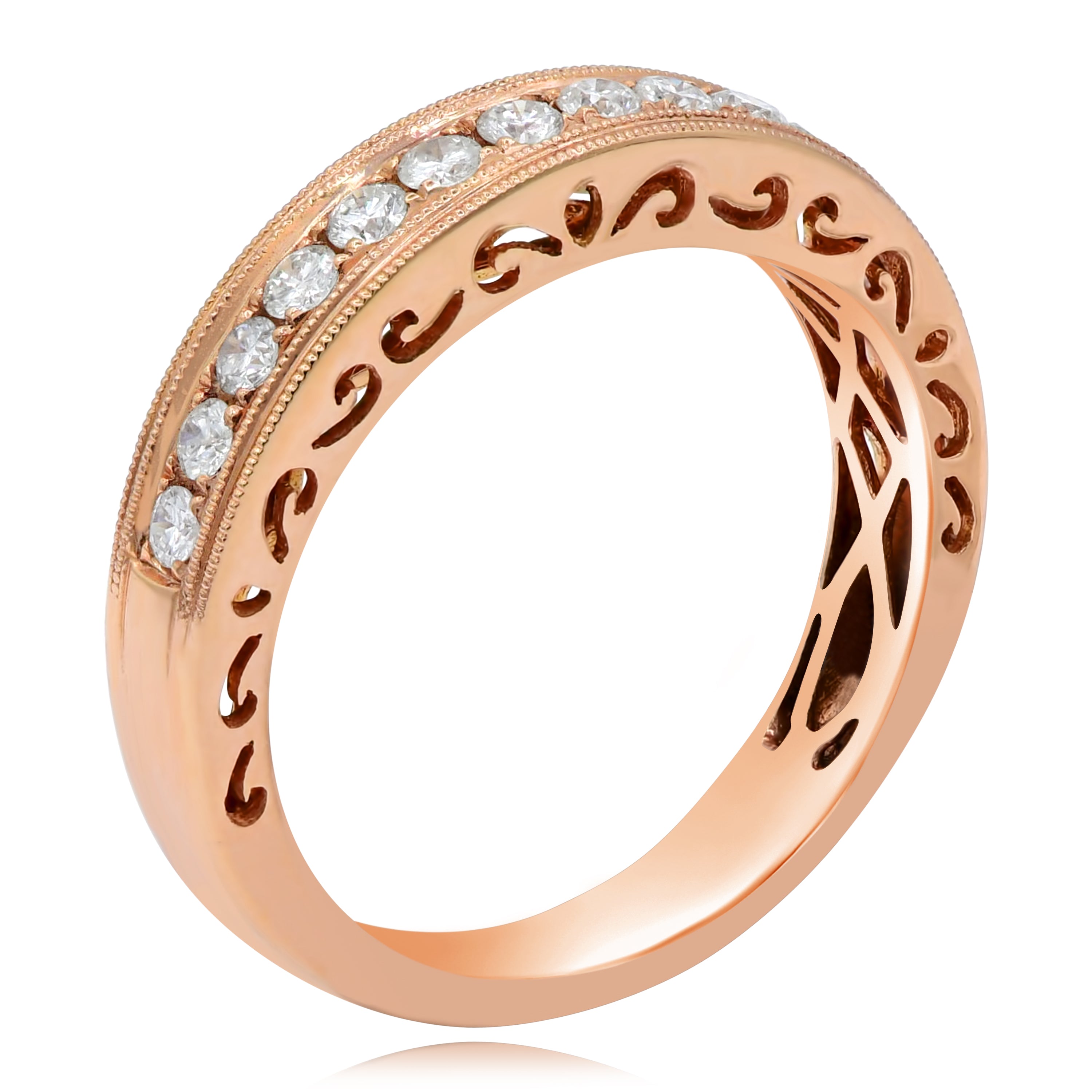 0.38 ct. Diamond 18K Rose Gold Milgrain Eternity Band