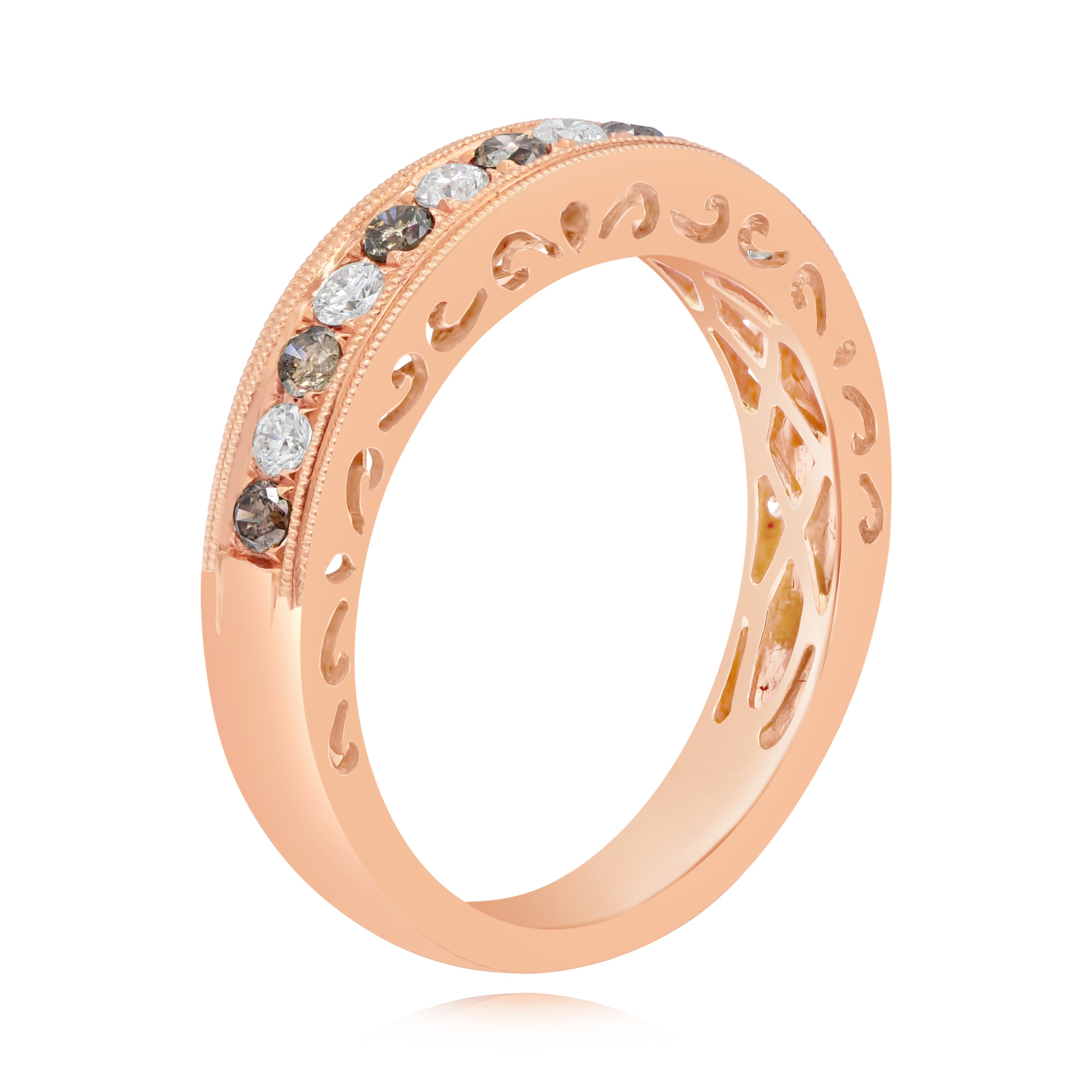 0.23 ct. Brown Diamond & 0.2 ct. Diamond 18K Rose Gold Half Eternity Band