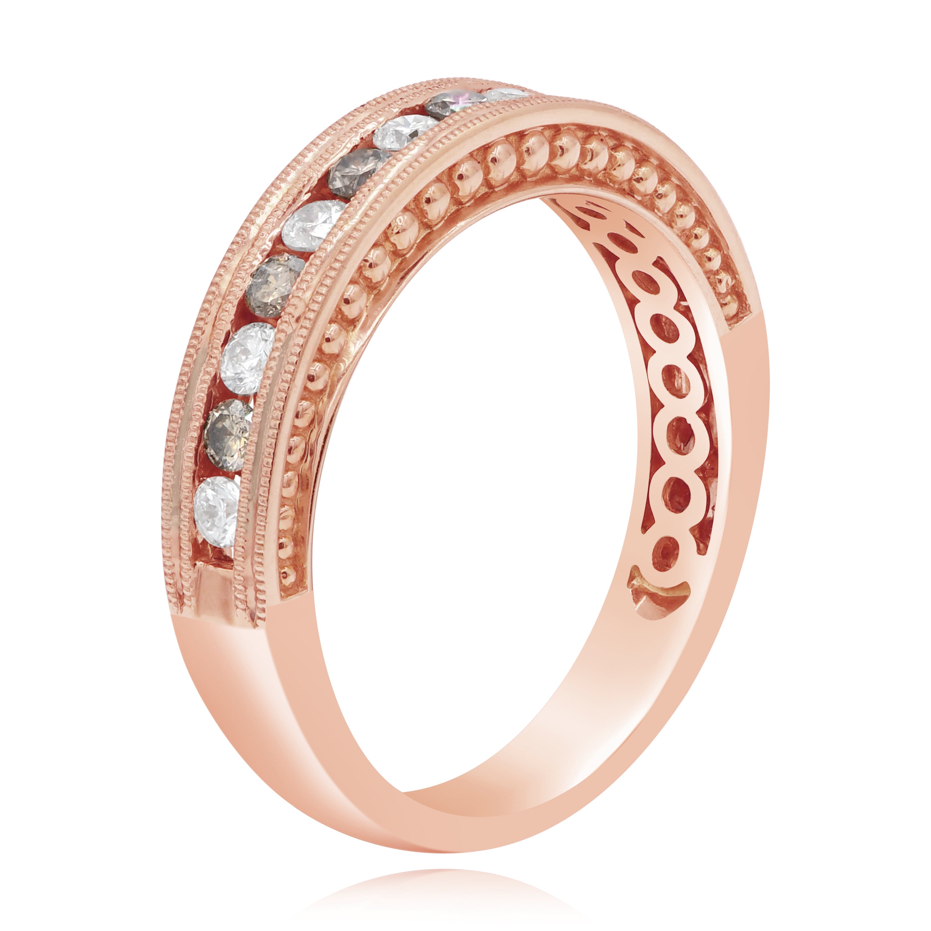 0.49 ct. Brown & White Diamond 18K Rose Gold Half Eternity Band