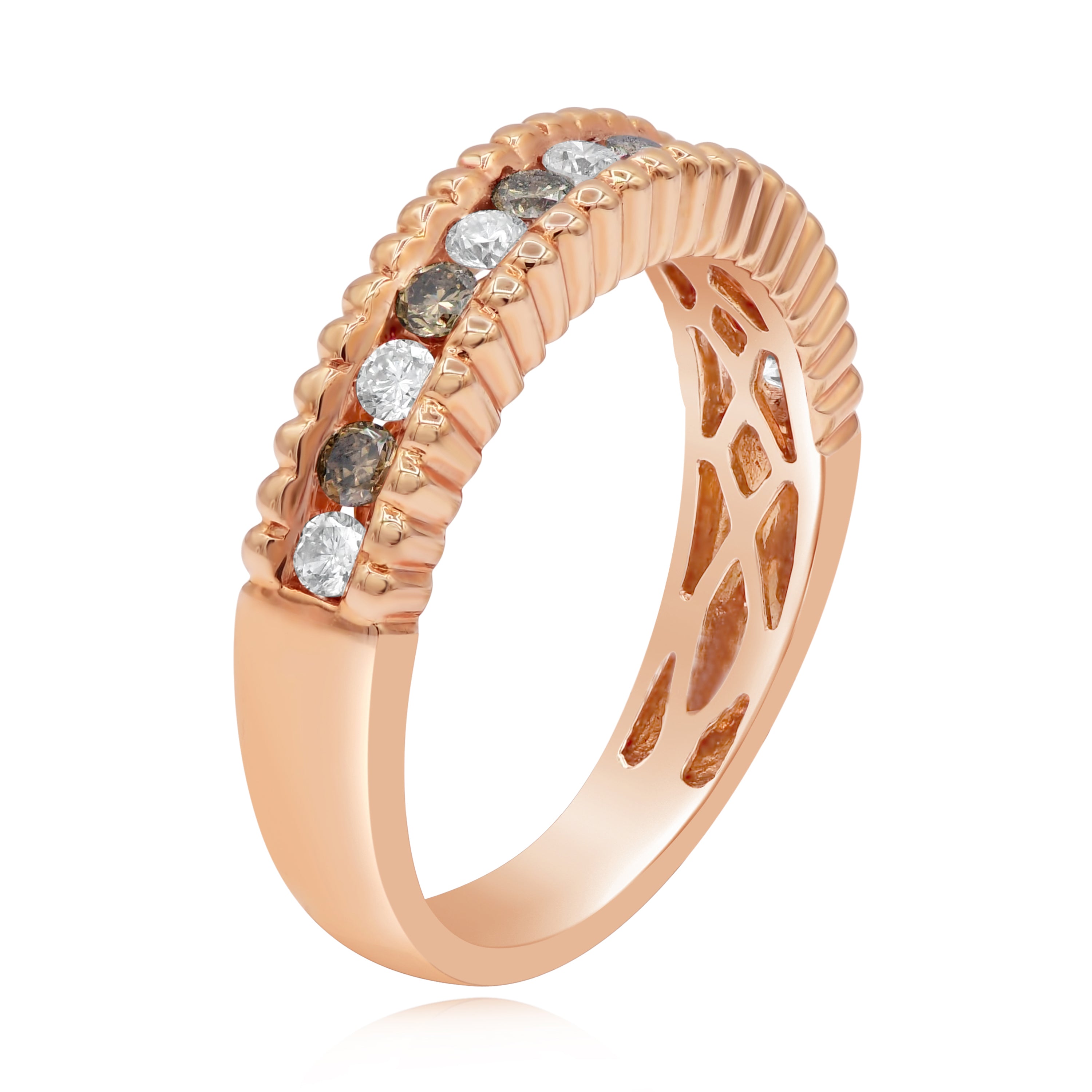 0.51 ct. Brown & White Diamond 18K Rose Gold Half Eternity Band