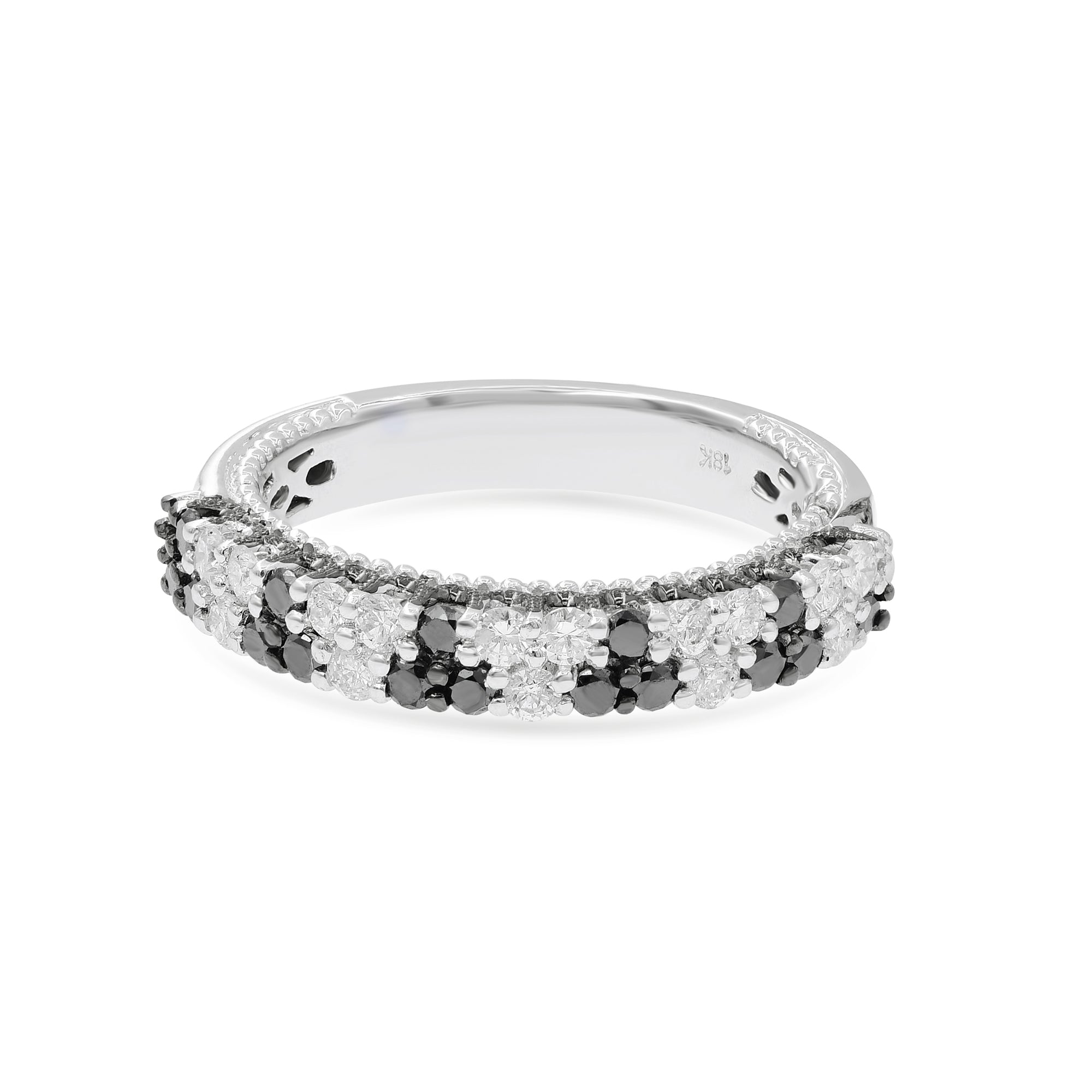 0.4 ct. Black Diamond & 0.4 ct. Diamond 14K White Gold Half Eternity Band