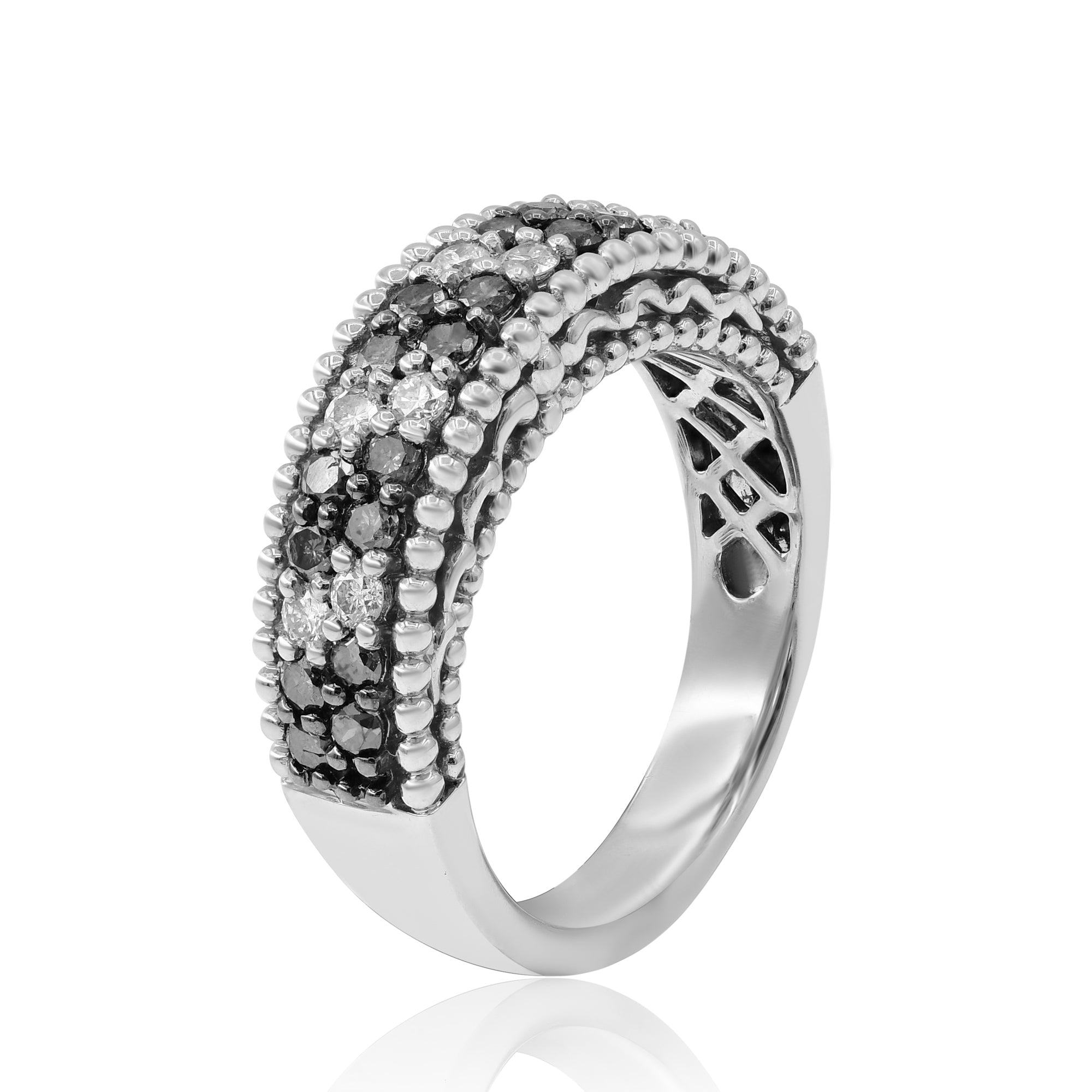0.55 ct. Brown Diamond & 0.28 ct. Diamond 18K White Gold Double Row Half Eternity Band