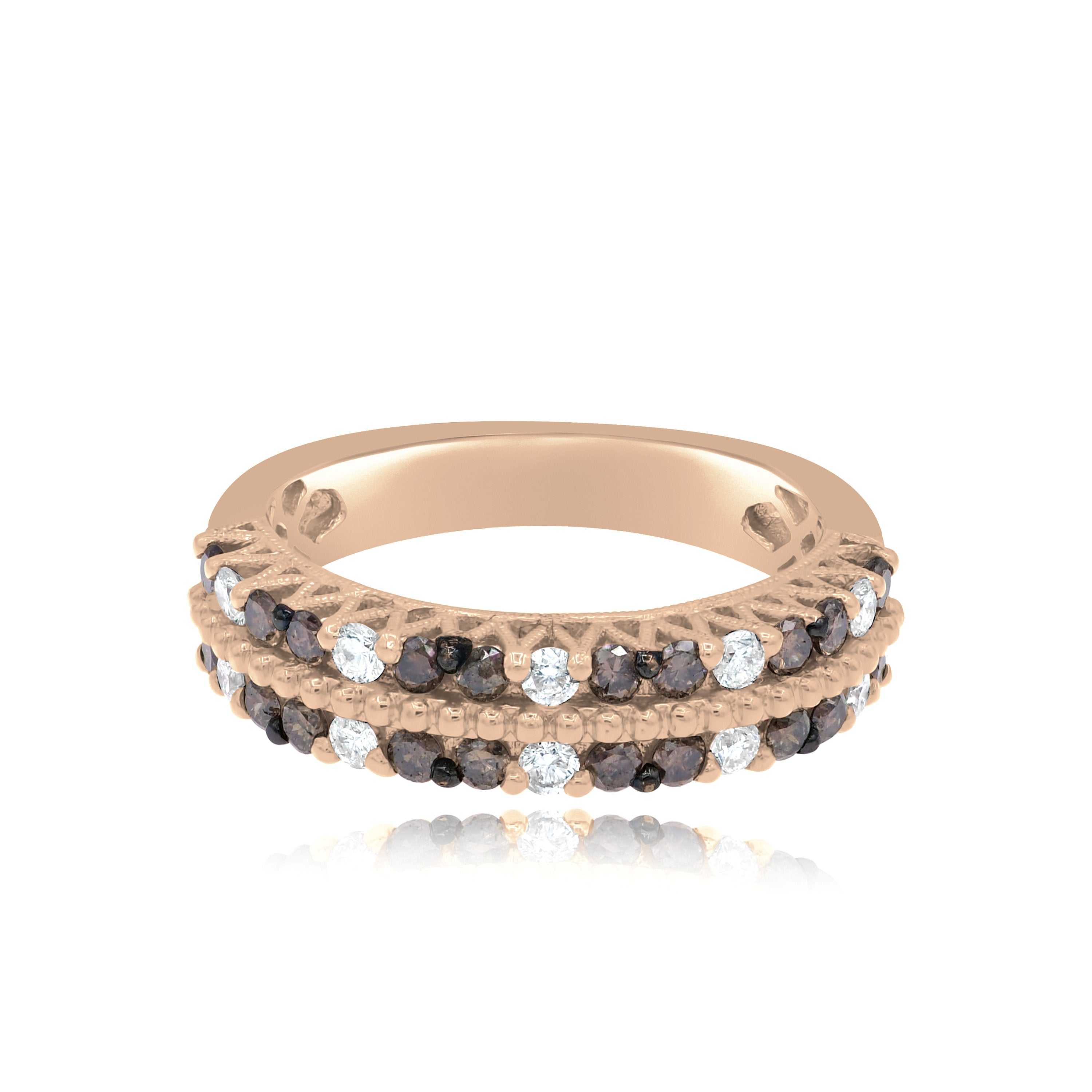 0.54 ct. Brown Diamond & 0.27 ct. Diamond 18K Rose Gold Double Row Half Eternity Band