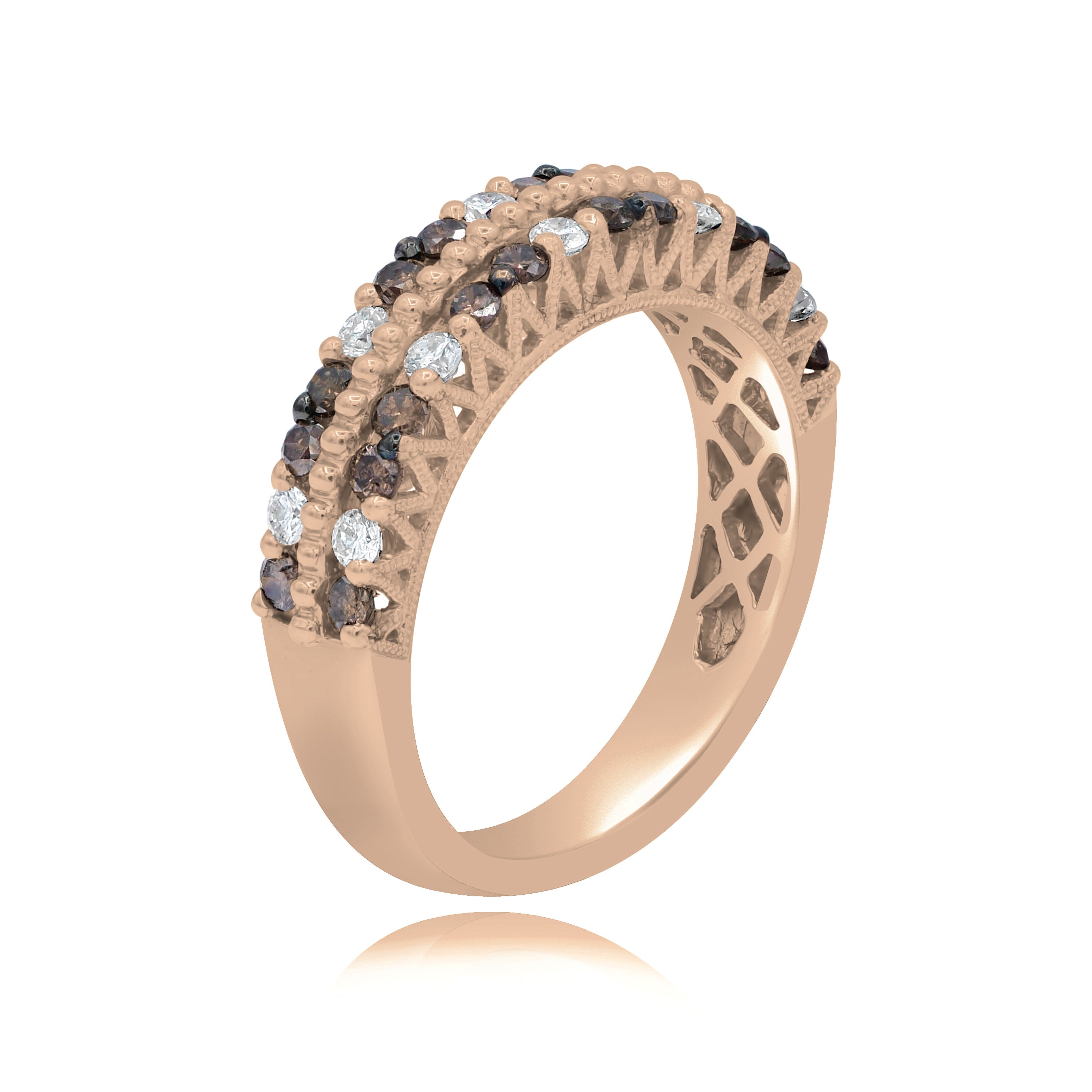 0.54 ct. Brown Diamond & 0.27 ct. Diamond 18K Rose Gold Double Row Half Eternity Band