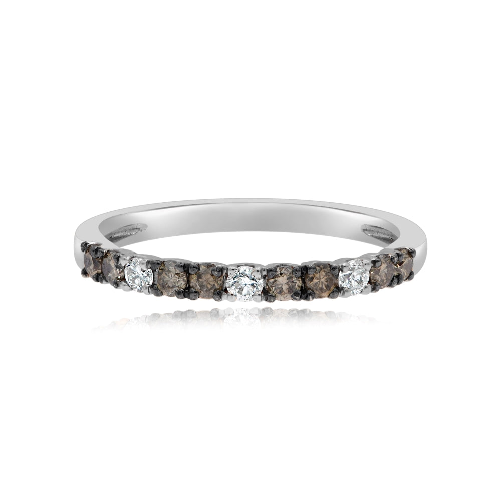 0.3 ct. Brown Diamond & 0.13 ct. White Diamond 14K White Gold Half Eternity Band