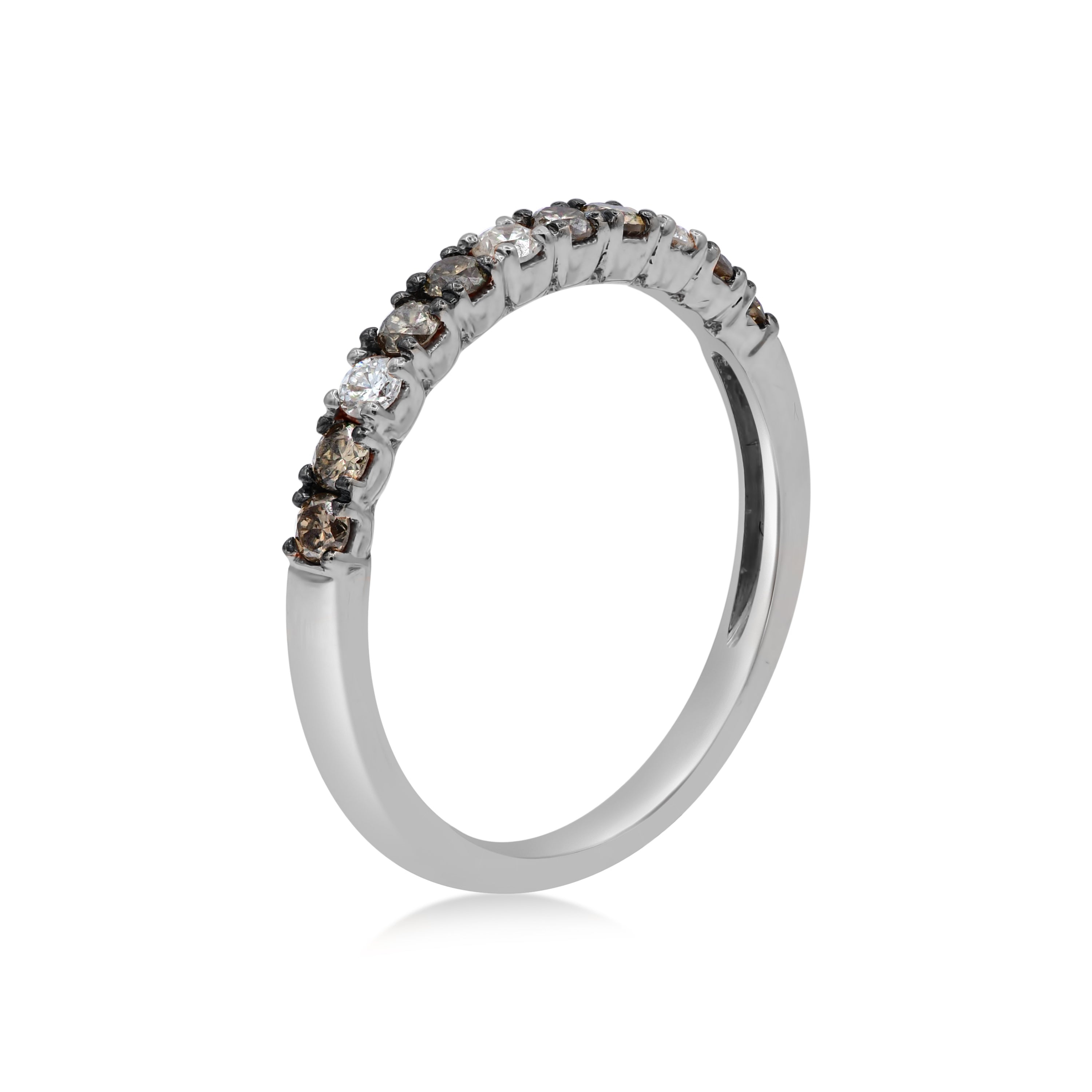 0.3 ct. Brown Diamond & 0.13 ct. White Diamond 14K White Gold Half Eternity Band