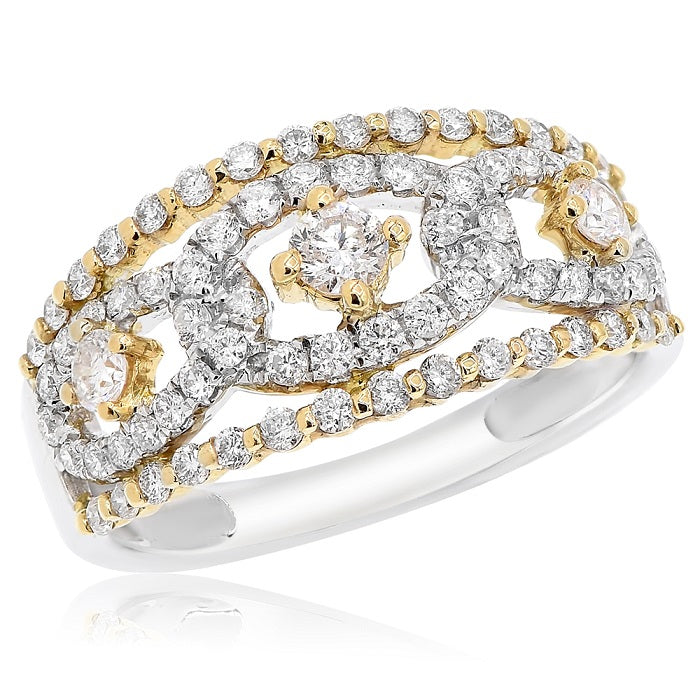 1 ct. Diamond 18K Two Tone Gold Interlock Ovals Band