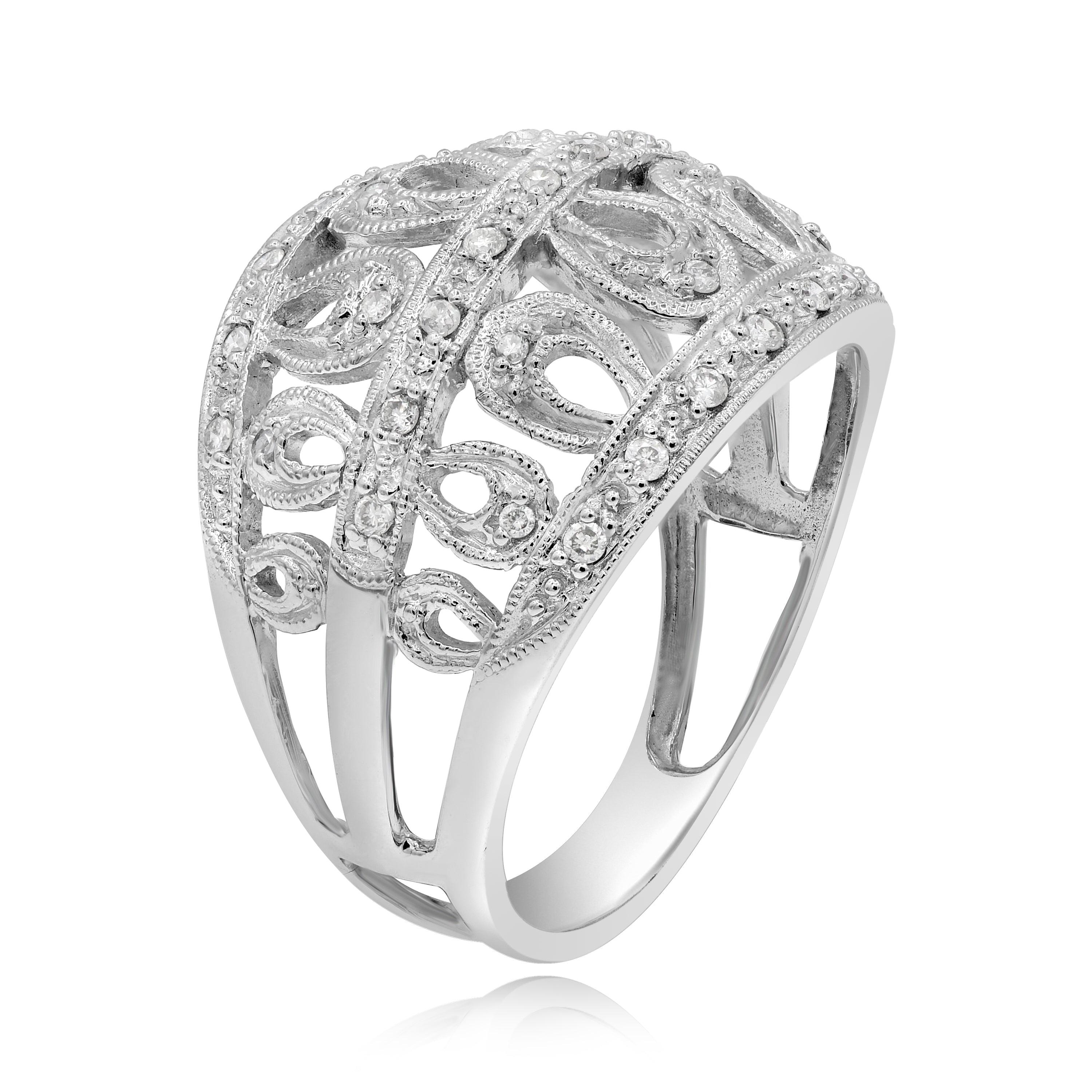 0.23 ct. Diamond 14K White Gold Wide Scroll Ring