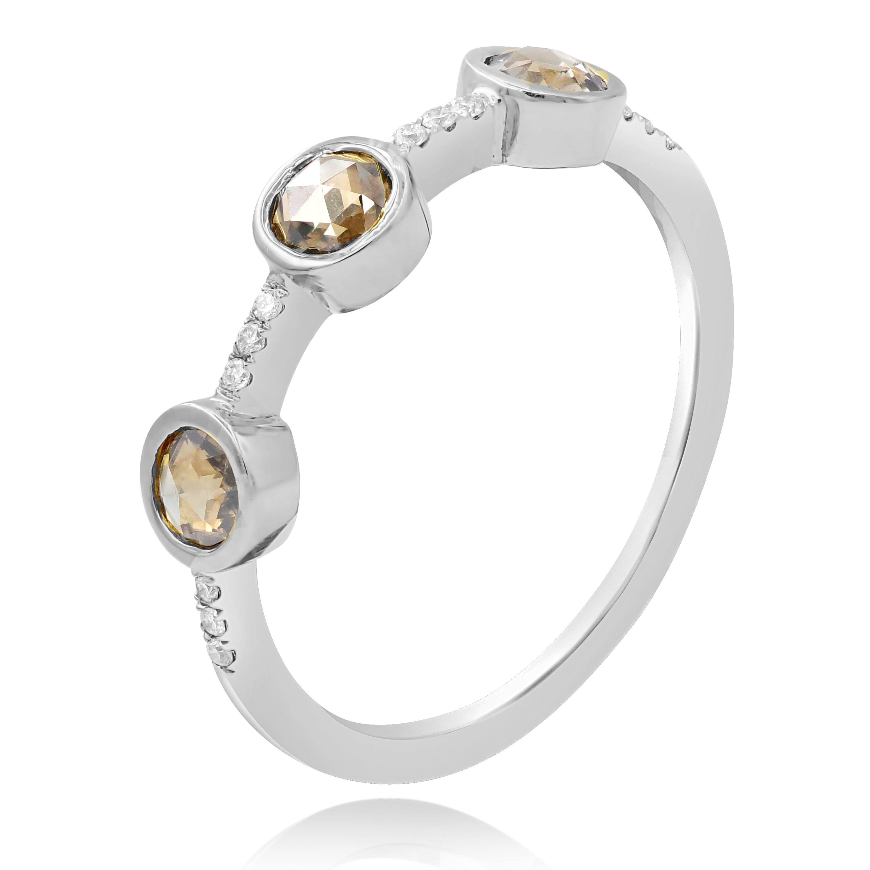 0.5 ct. Brown & White Diamond 18K White Gold Ring