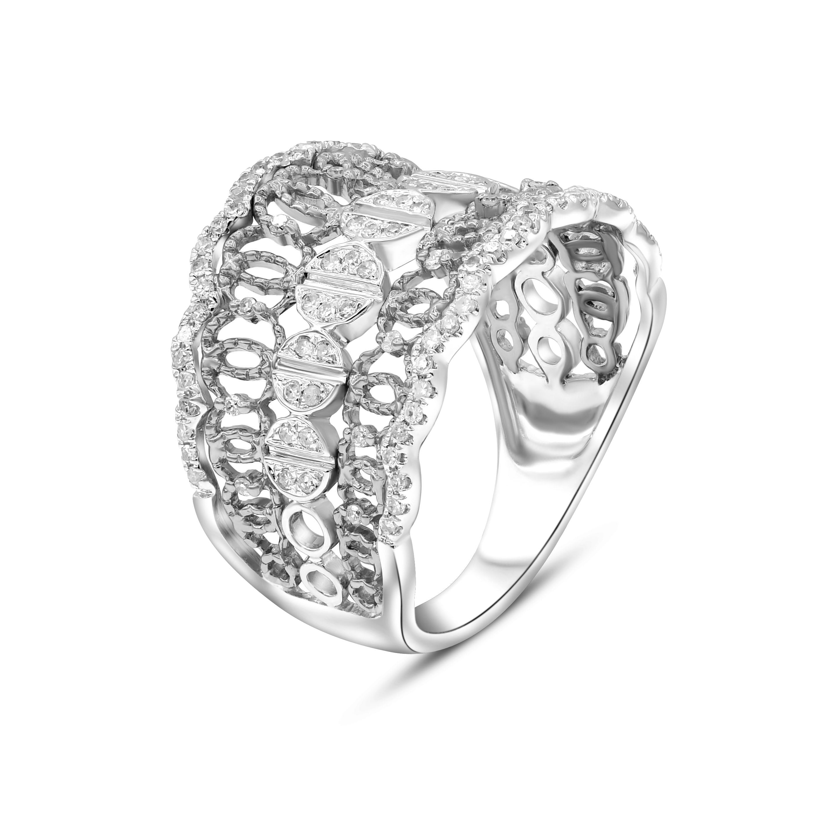 0.35 ct. Diamond 14K White Gold Vintage Inspired Maemi Band Ring