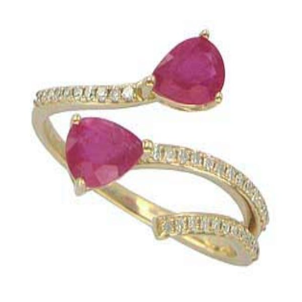 0.85 ct. Ruby & 0.17 ct. Diamond 14K Yellow Gold Bypass Ring